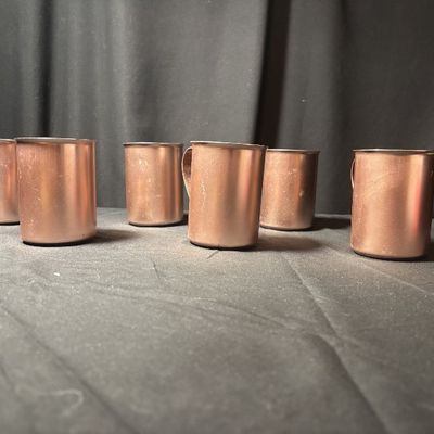 Vintage Color Craft Copper-Tone Aluminum Mugs - Set of 6