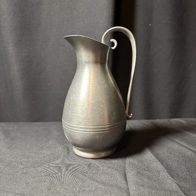 Vintage J.G.W. Pewter Creamer Pitcher with Scroll Handle