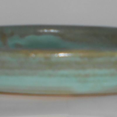 Zanesville Stoneware Pottery Homespun Green Ring Low Bo