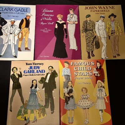 Tom Tierney Paper Dolls Lot 5 Books Diana John Wayne Judy Garland Uncut
