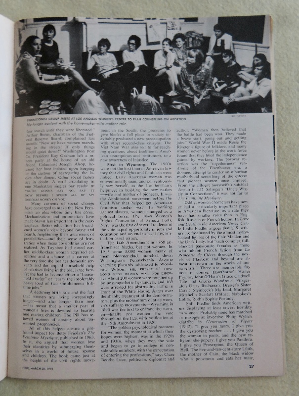 Time Magazine March 20, 1972 The American Woman