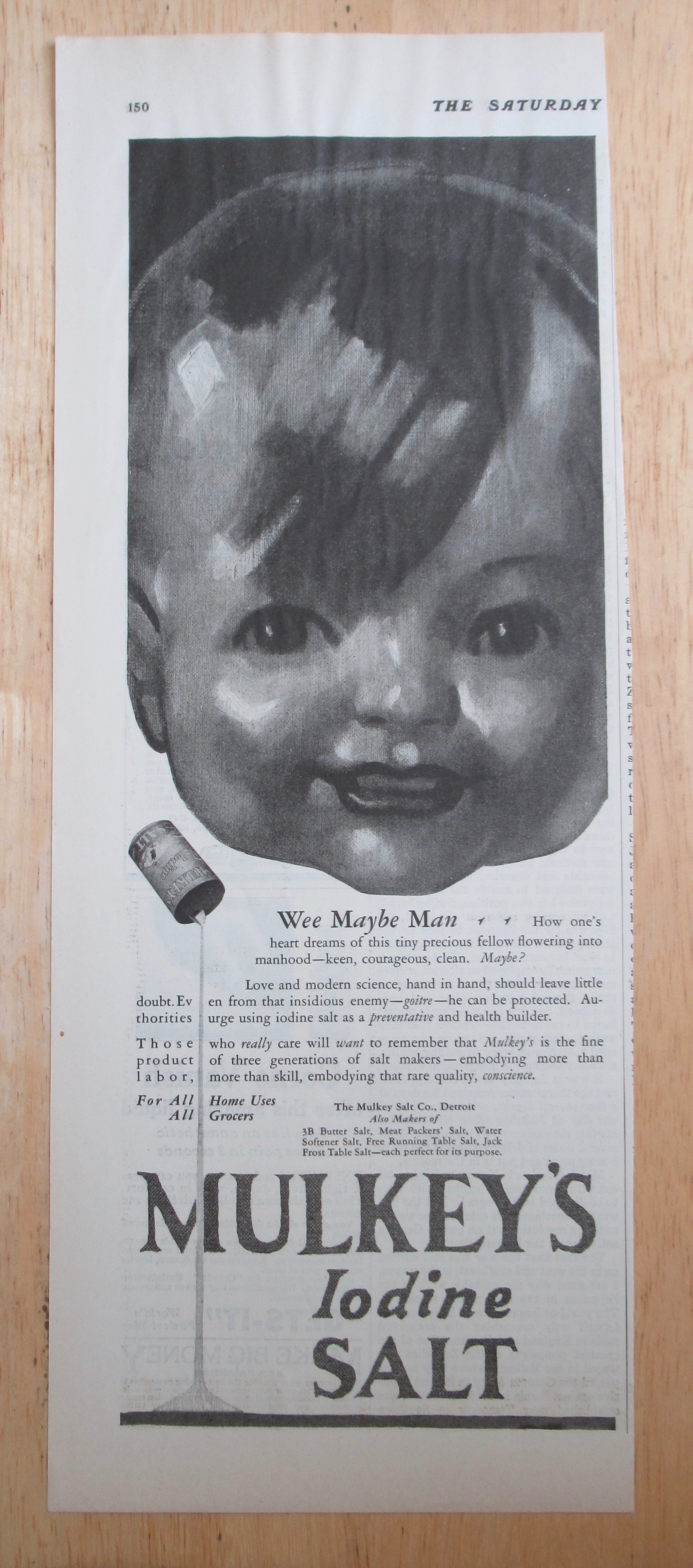 1927 Mulkey's Iodine Salt with Baby's Face