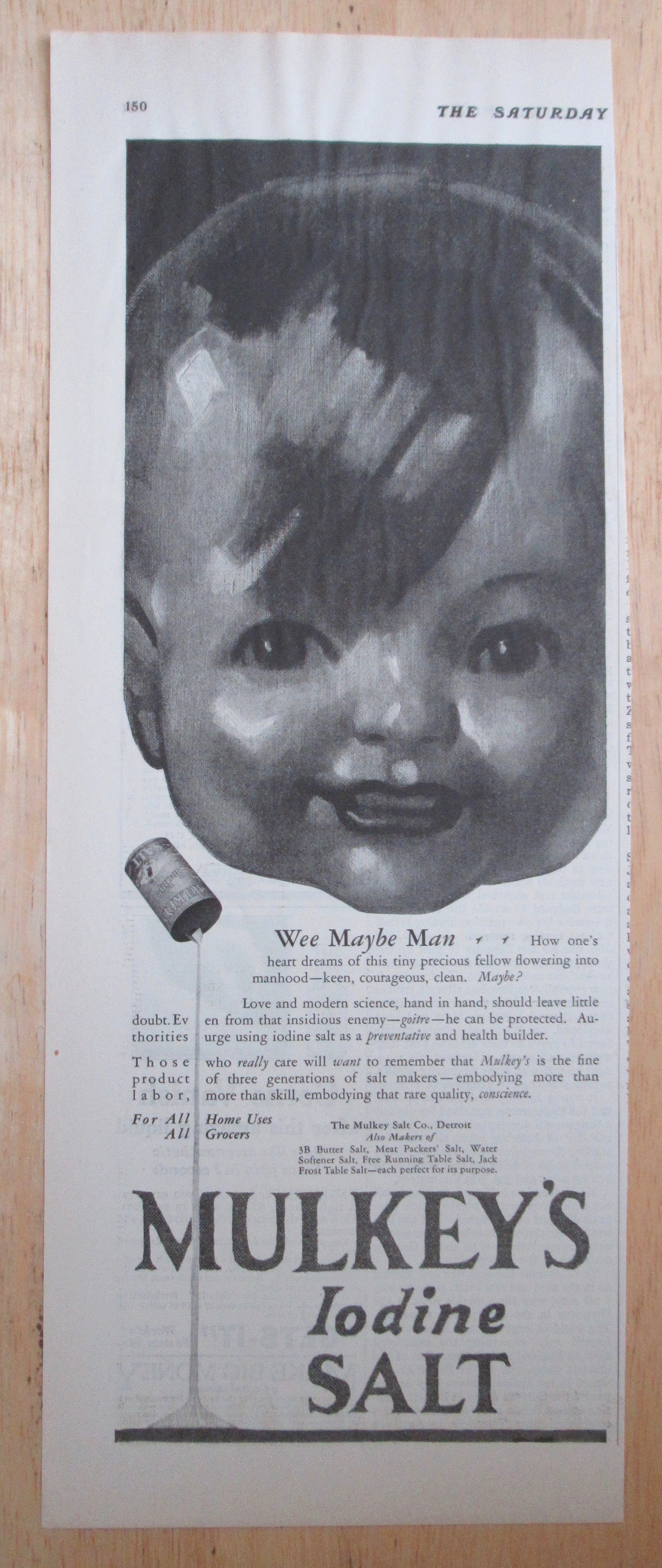 1927 Mulkey's Iodine Salt with Baby's Face