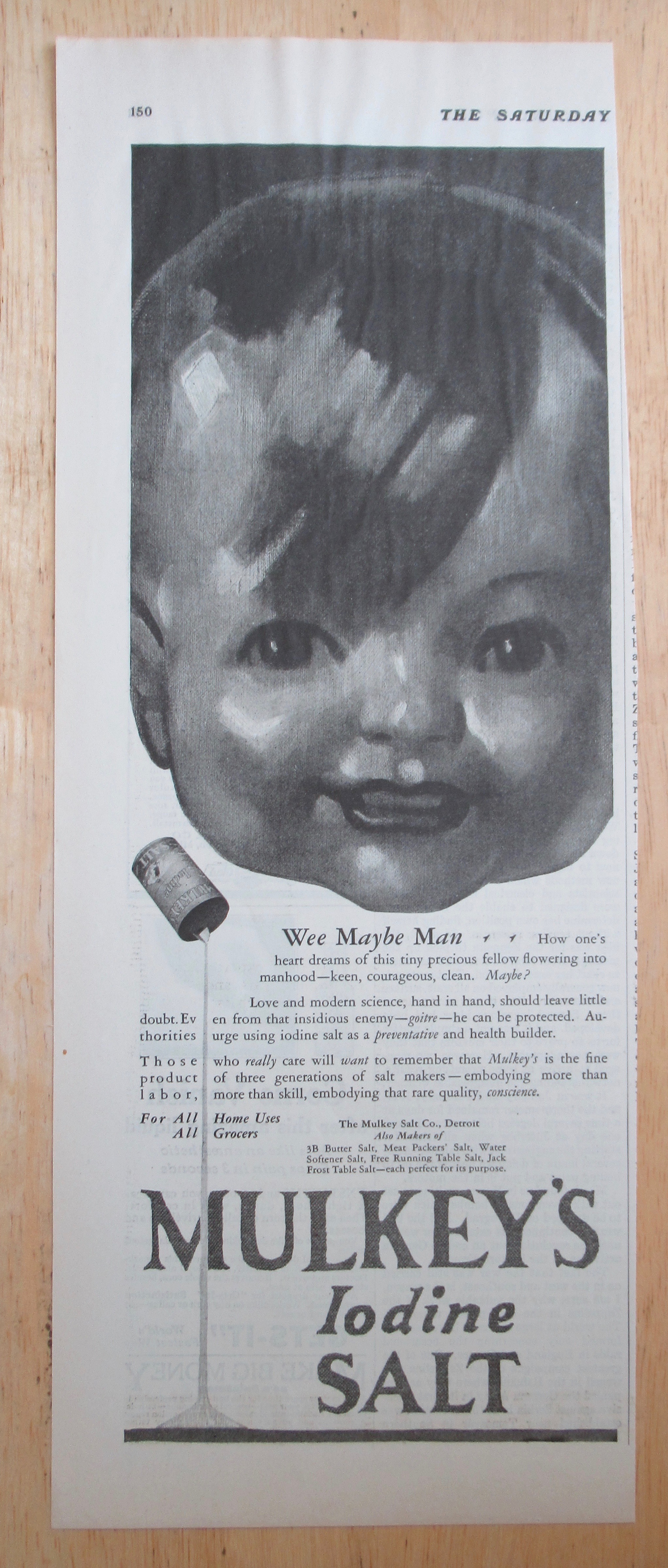 1927 Mulkey's Iodine Salt with Baby's Face