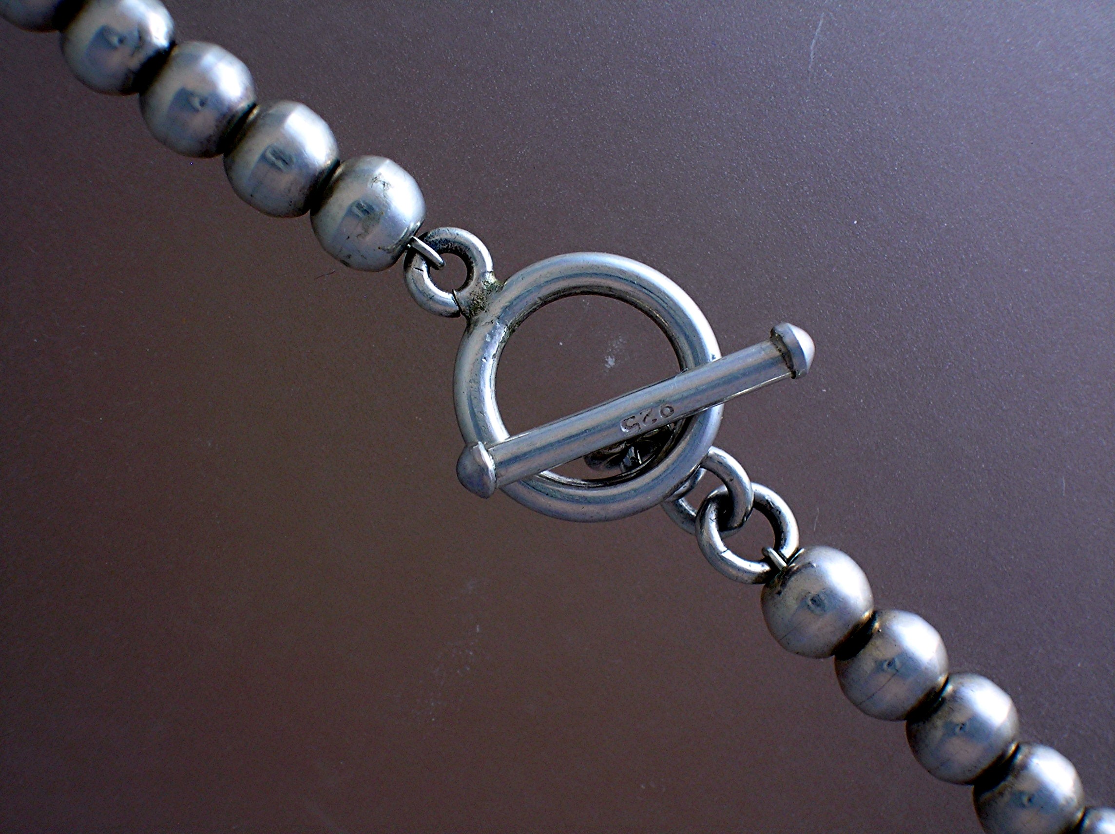 Sterling Silver Toggle Clasp Bead necklace 18 inch