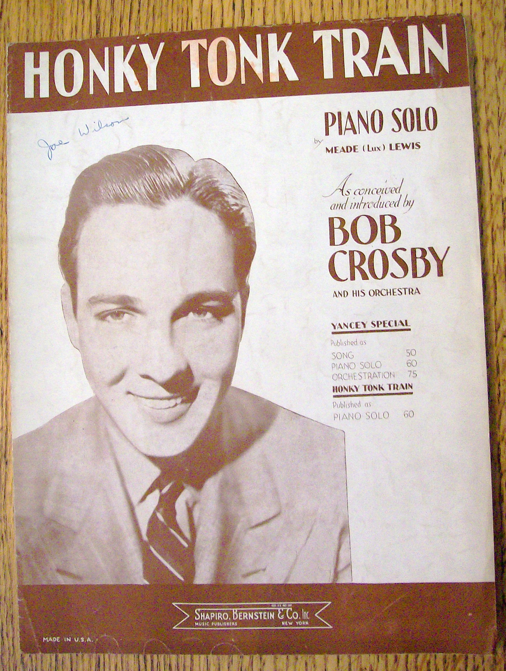 Sheet Music For 1939 Honky Tonk Train