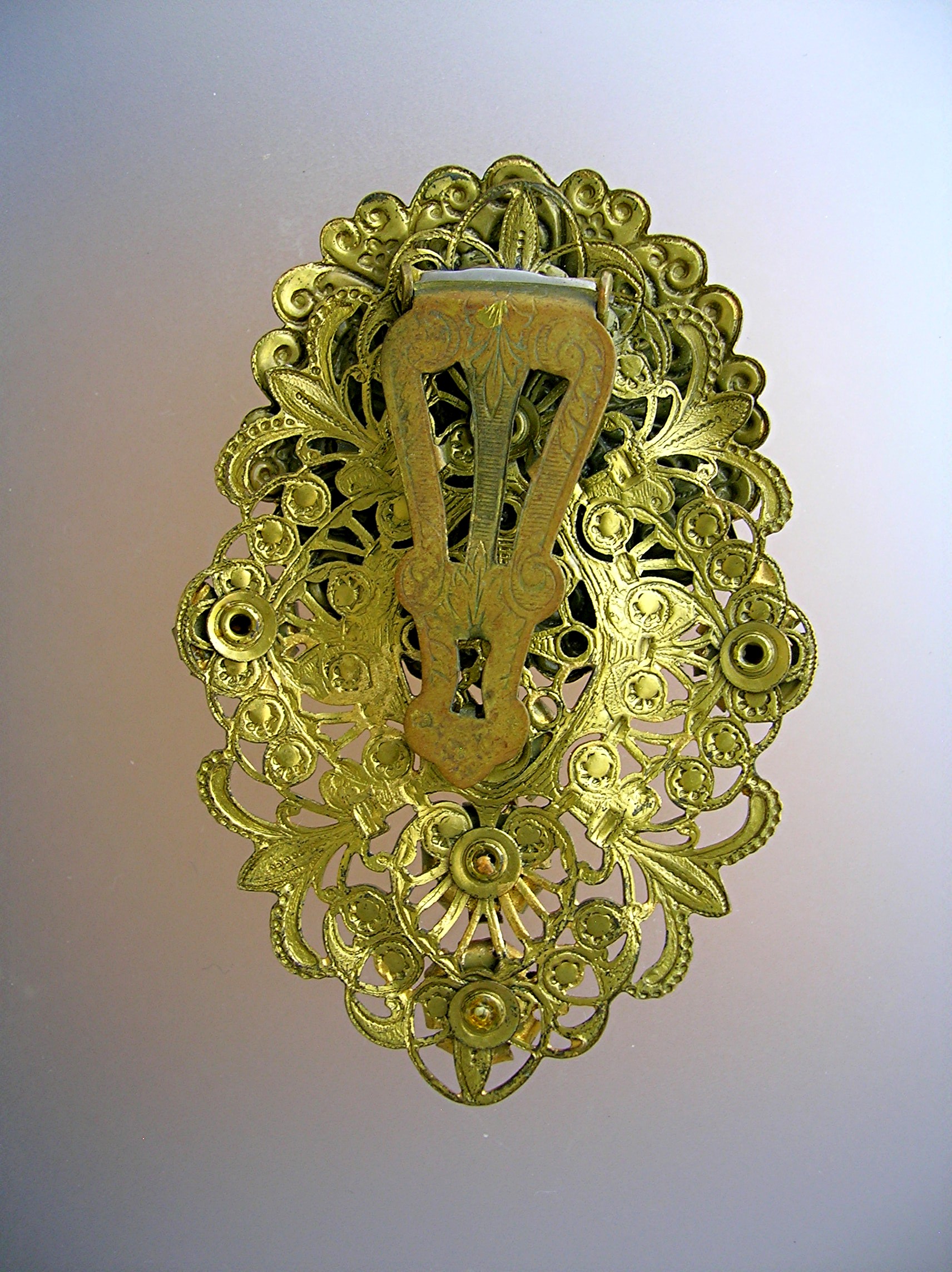 Dress Clip Sapphire Glass  Flowers Antique Filigree