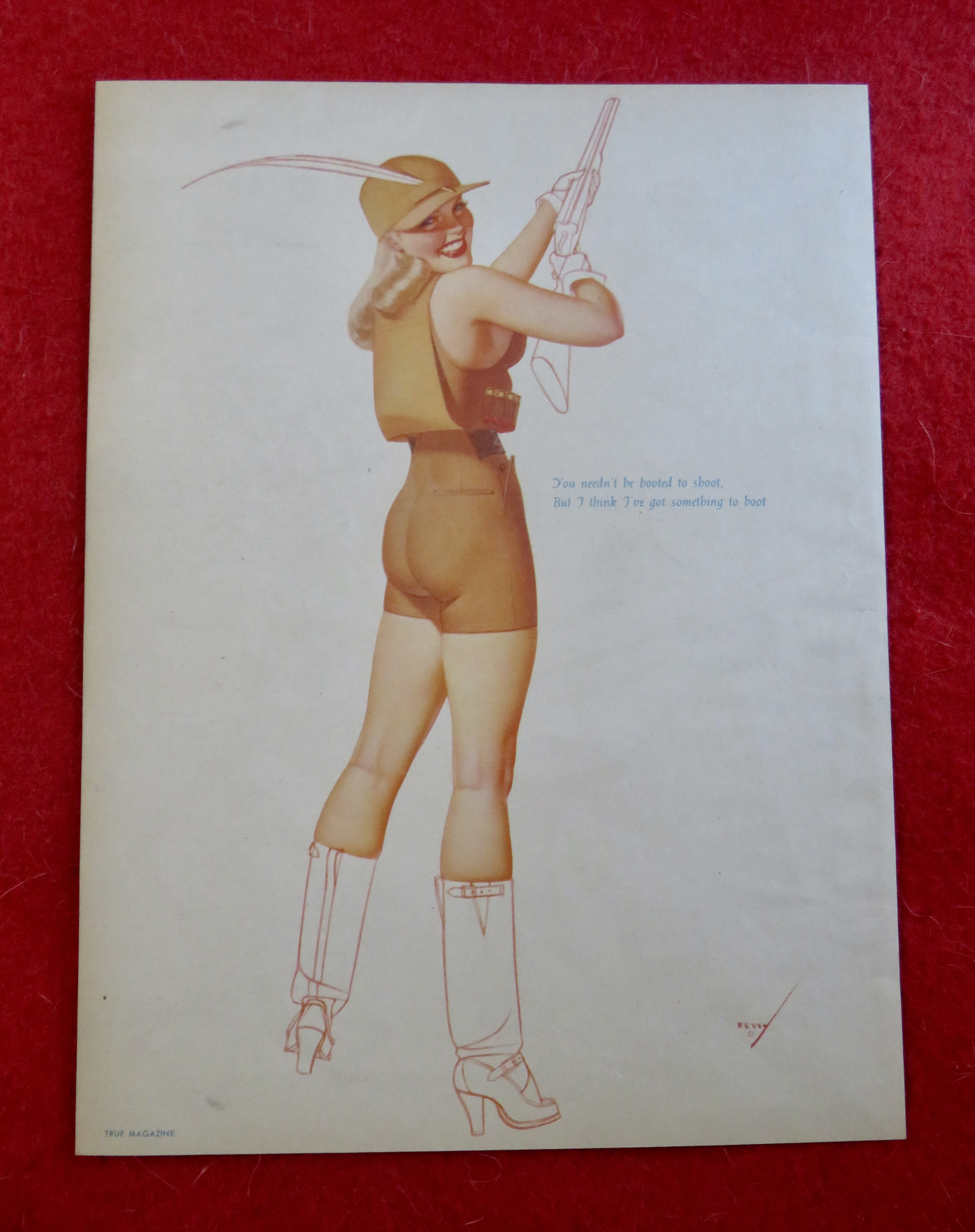 1940's Sexy George Petty Girl Pin Up Girl With A Gun