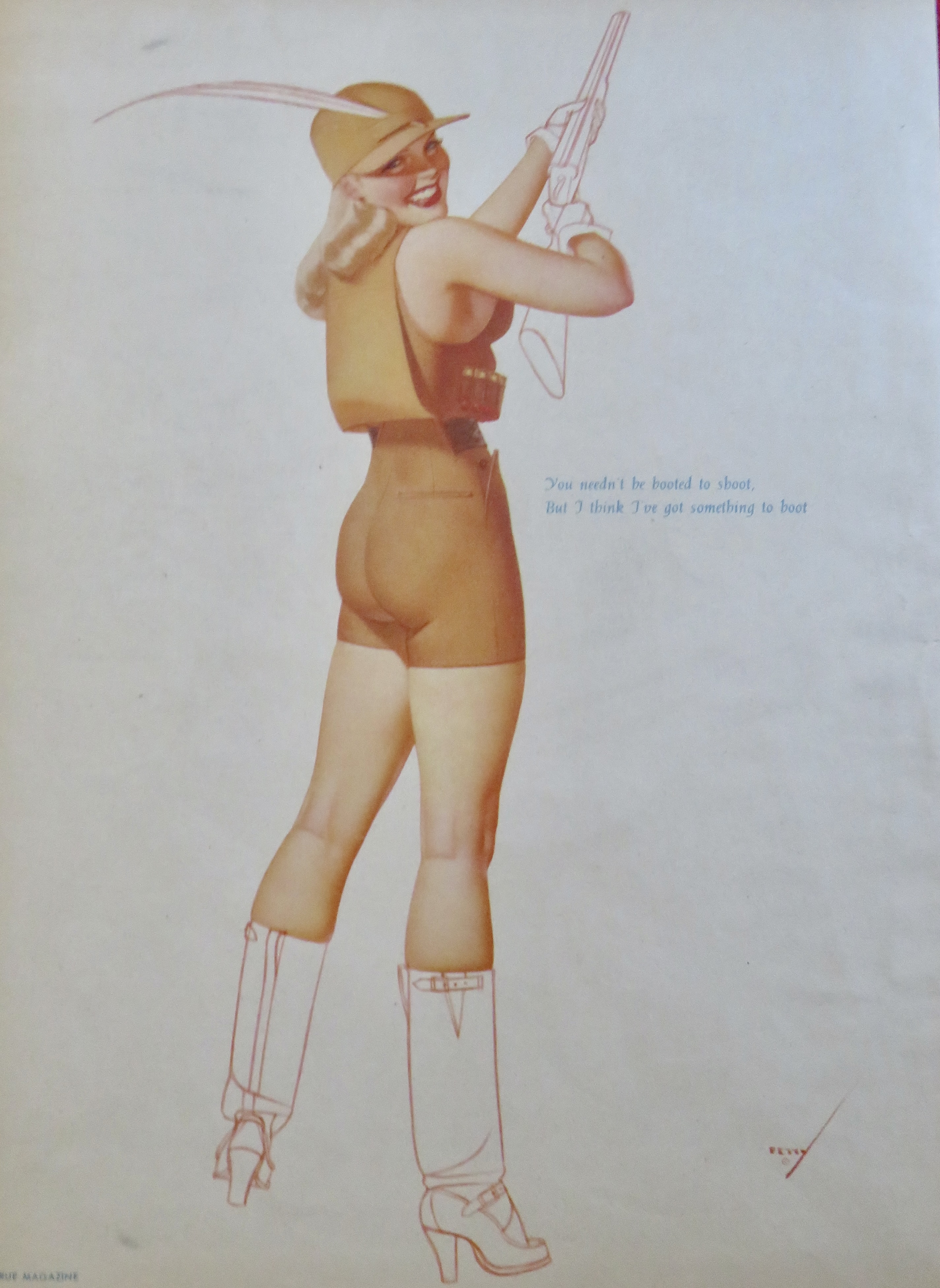 1940's Sexy George Petty Girl Pin Up Girl With A Gun