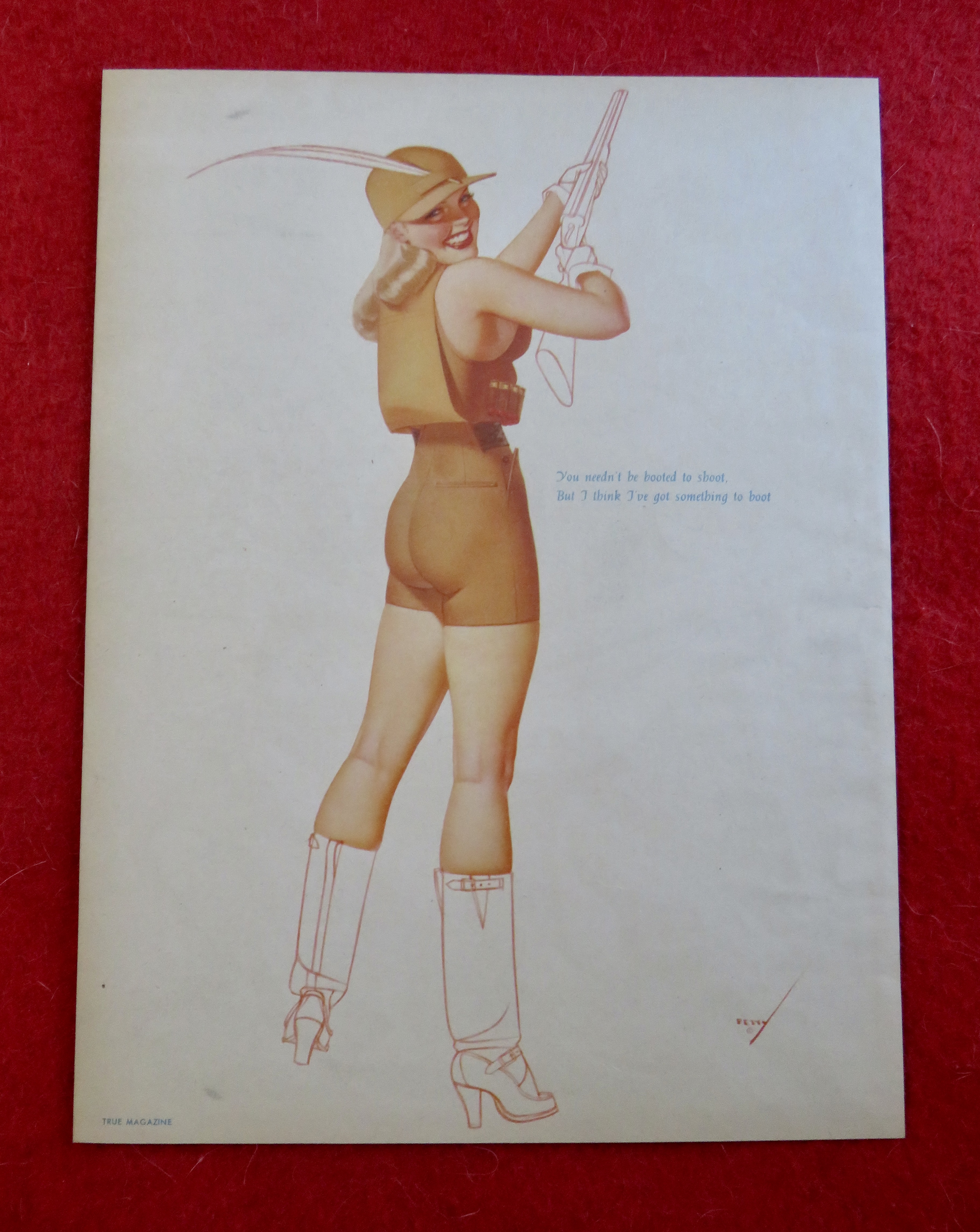 1940's Sexy George Petty Girl Pin Up Girl With A Gun