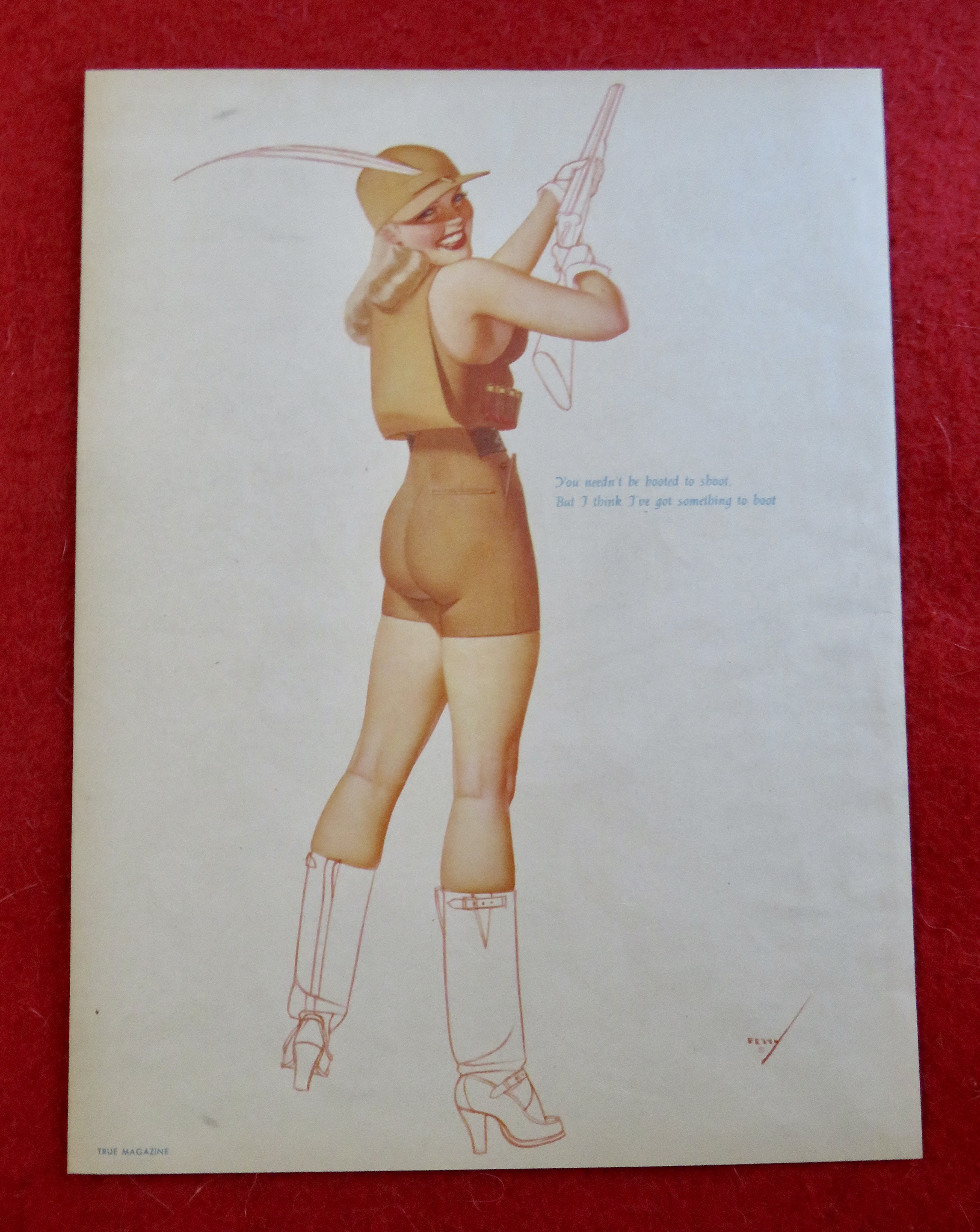 1940's Sexy George Petty Girl Pin Up Girl With A Gun