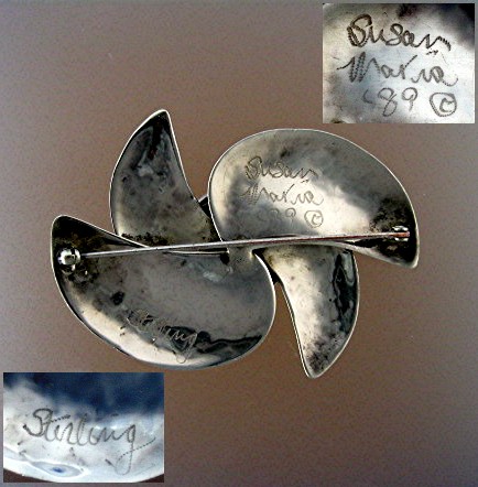 Sterling Silver Mabe Pearl SUSAN MARIA Brooch