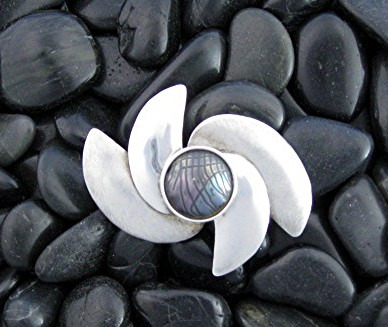Sterling Silver Mabe Pearl SUSAN MARIA Brooch