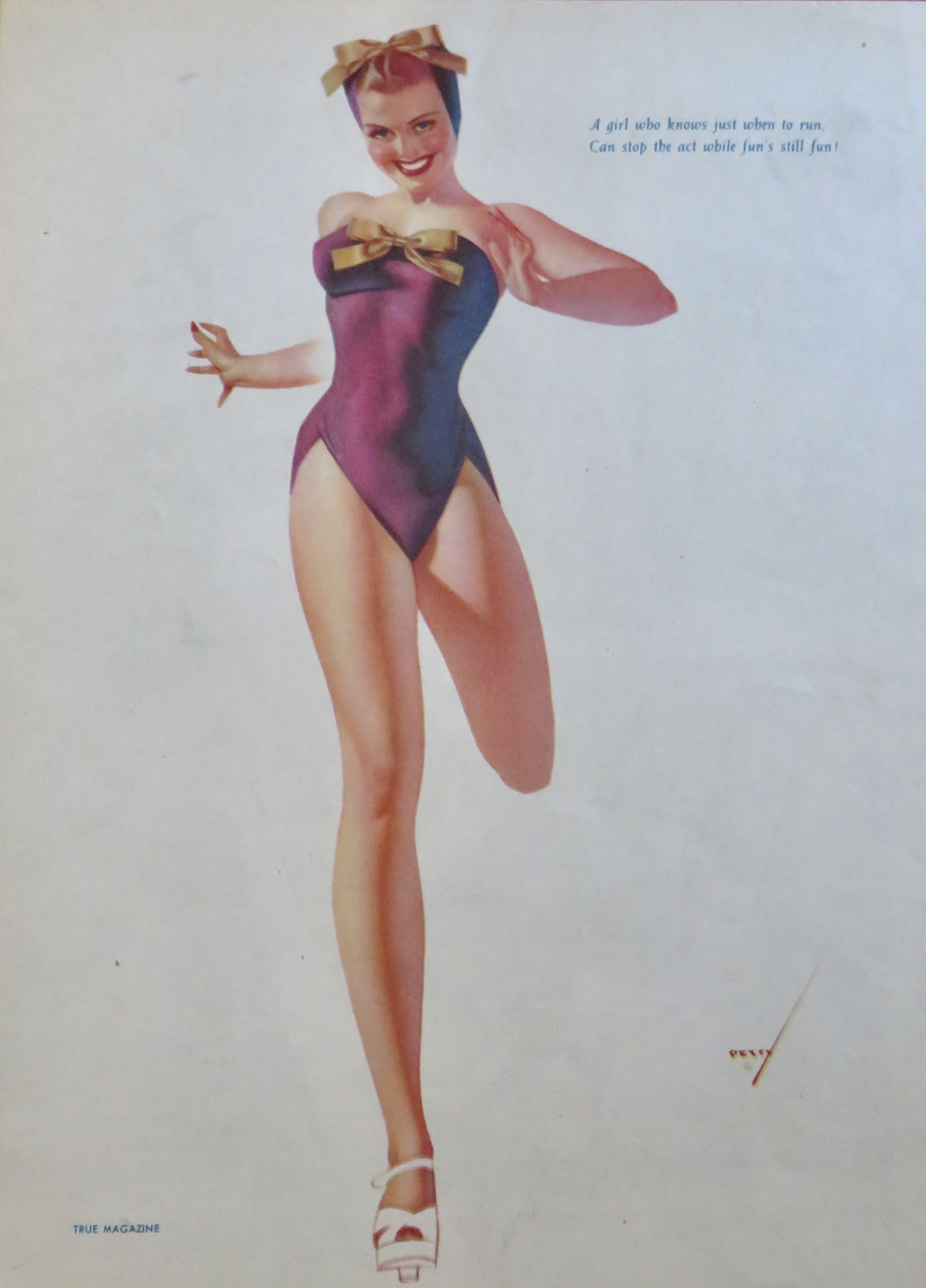 1940's Sexy George Petty Girl Pin Up Girl In Swim Suit