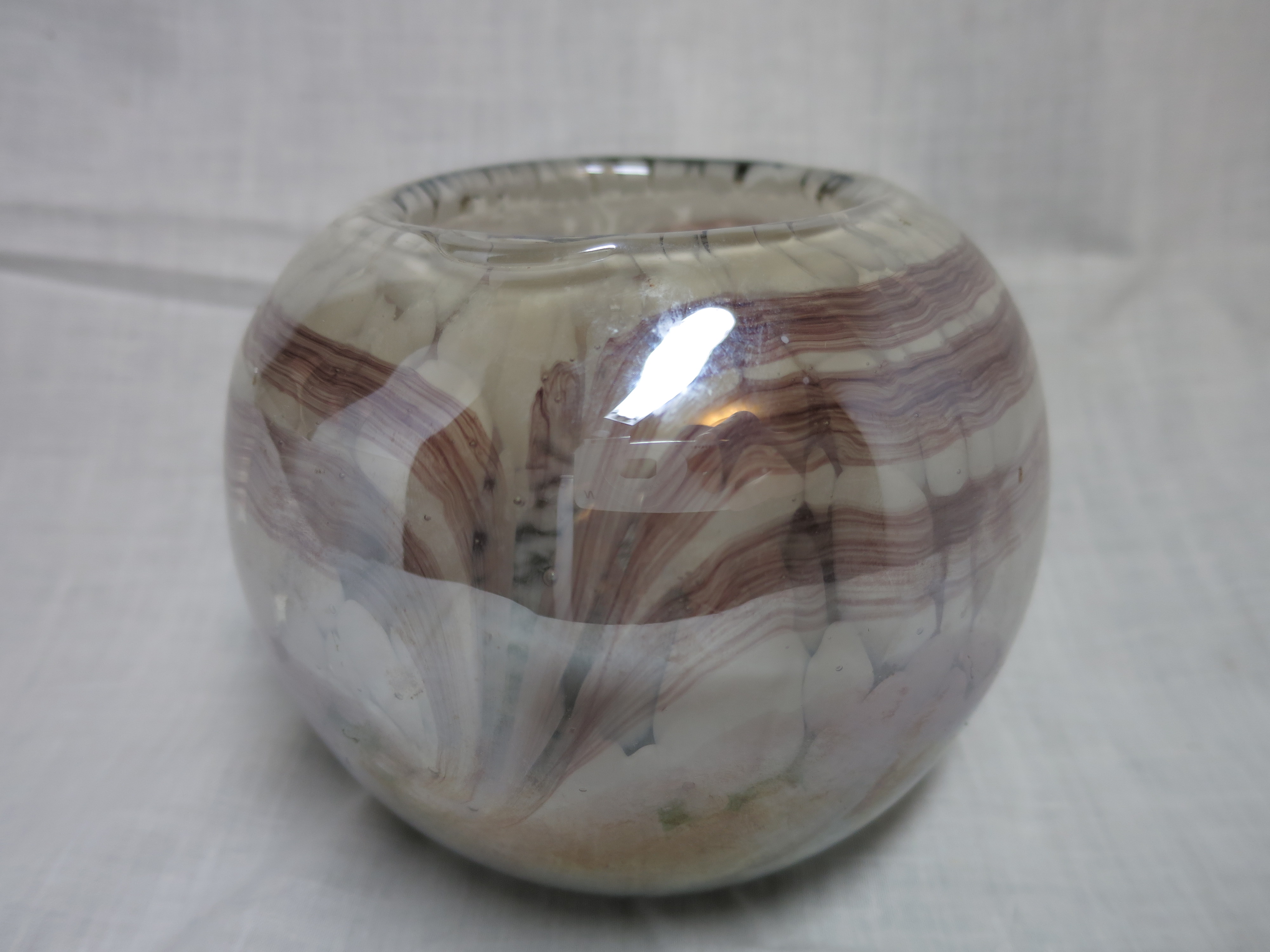 Modern Cased Glass Bud Vase or Candle Bowl Gold Purple
