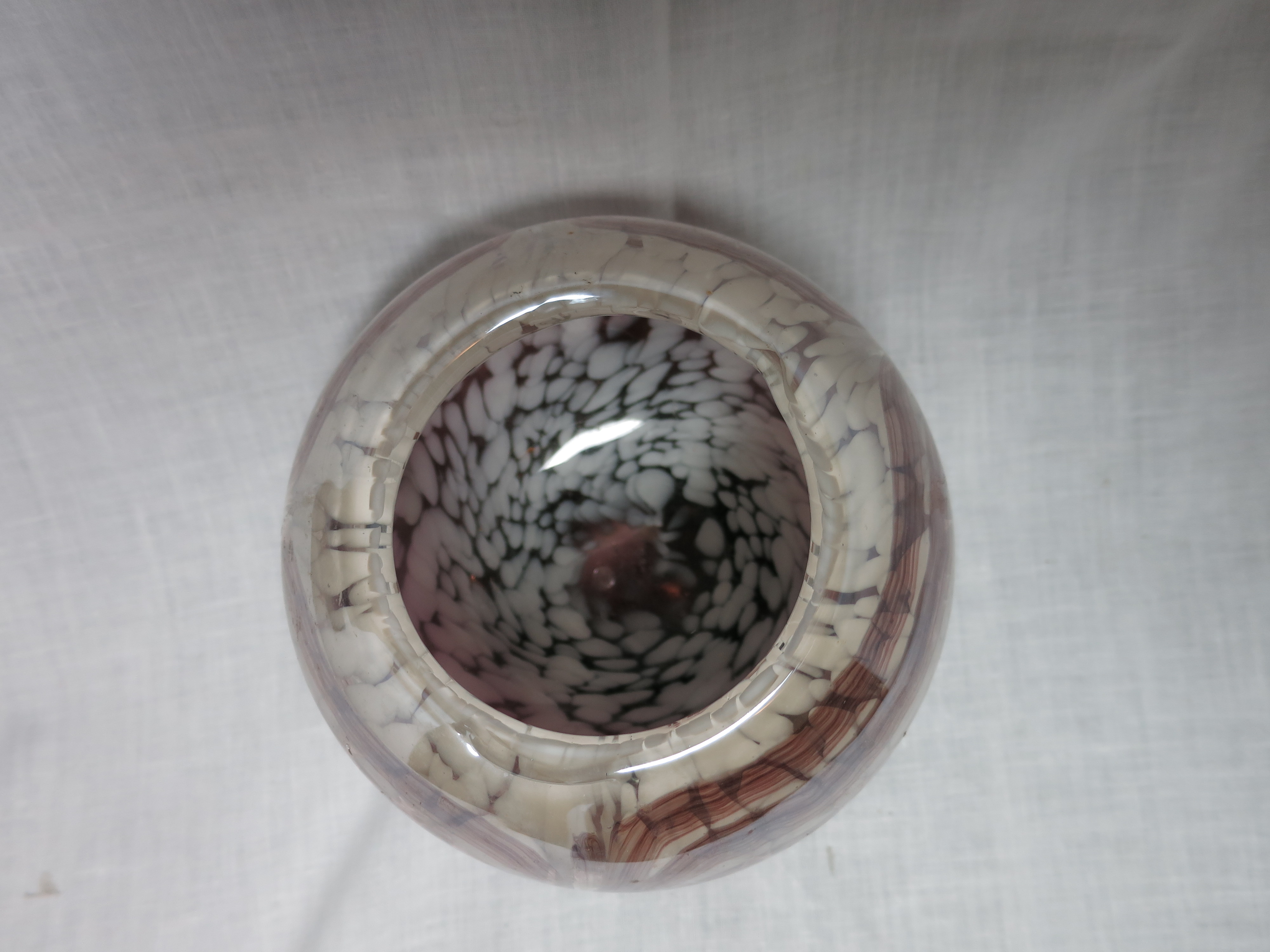 Modern Cased Glass Bud Vase or Candle Bowl Gold Purple