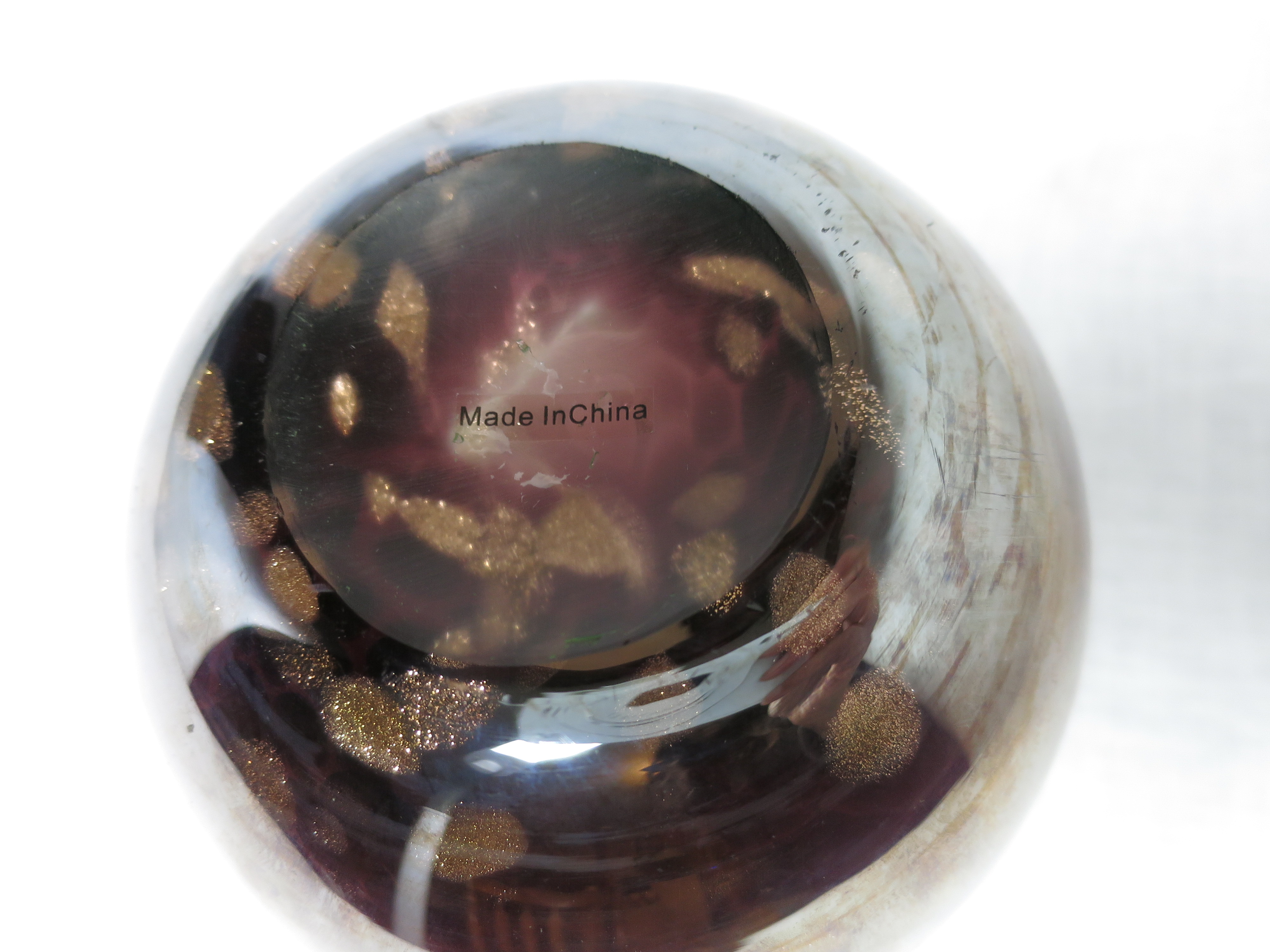 Modern Cased Glass Bud Vase or Candle Bowl Gold Purple