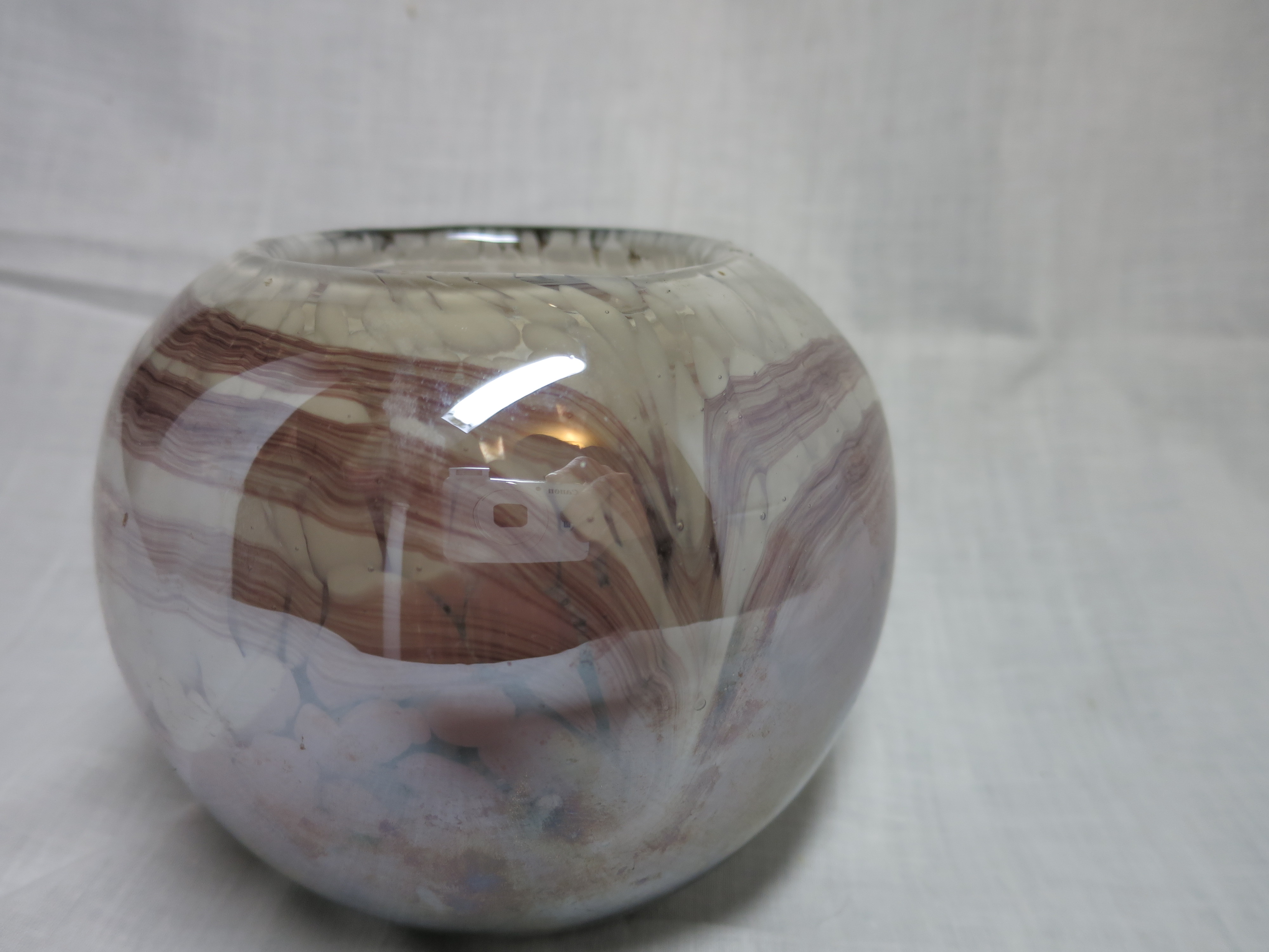 Modern Cased Glass Bud Vase or Candle Bowl Gold Purple