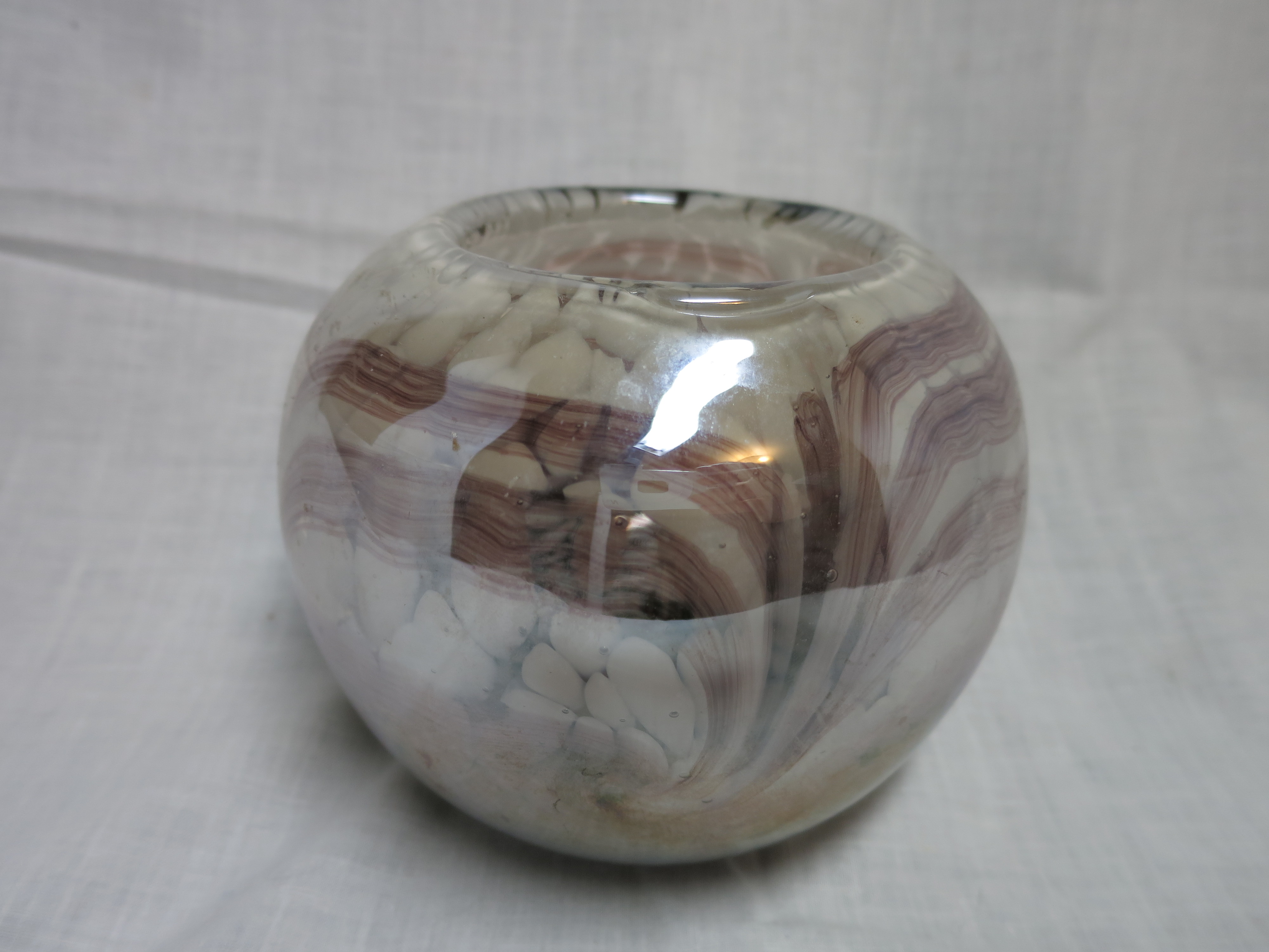 Modern Cased Glass Bud Vase or Candle Bowl Gold Purple