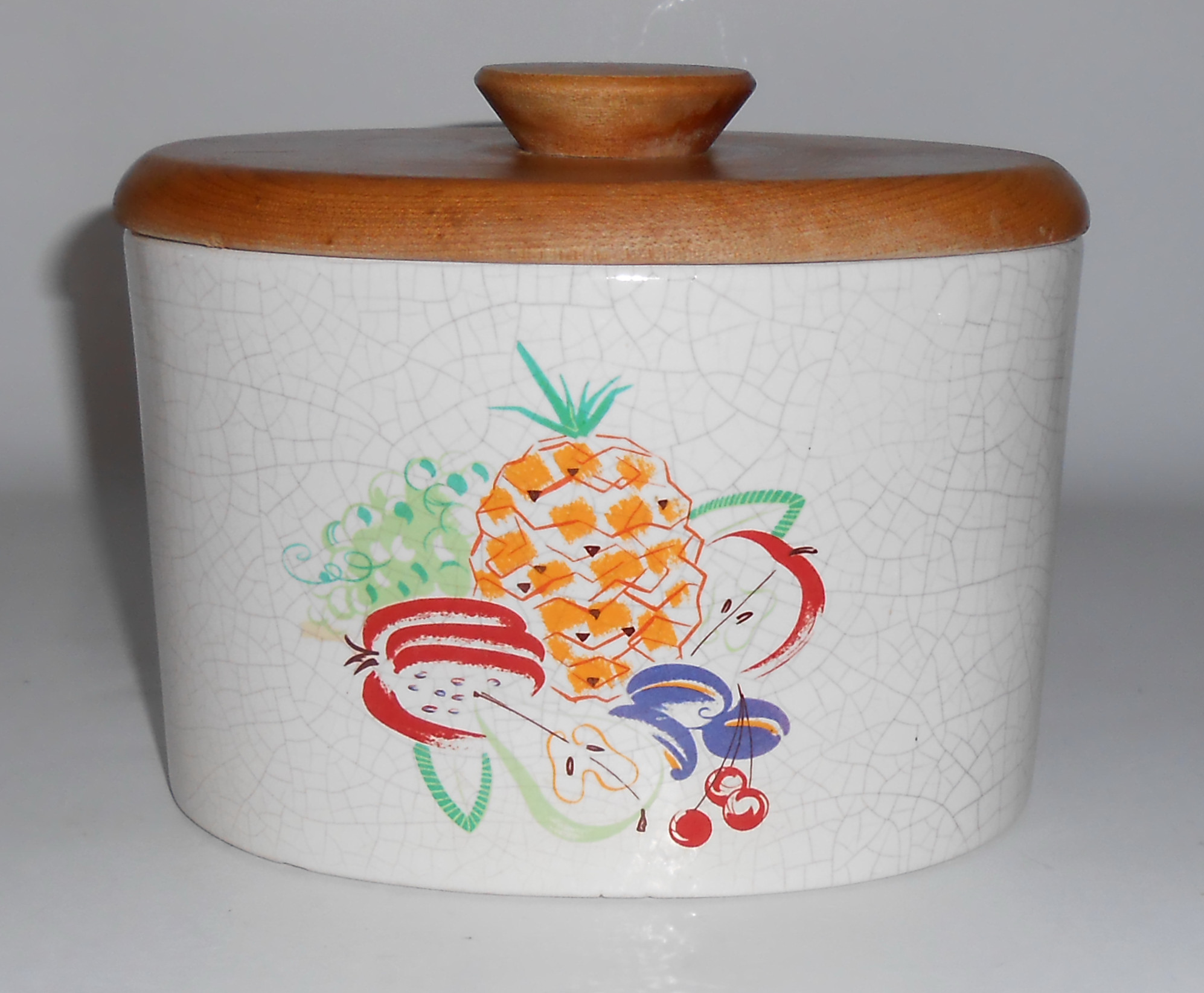 Barbara Willis Pottery Fruit Decorated Small Canister