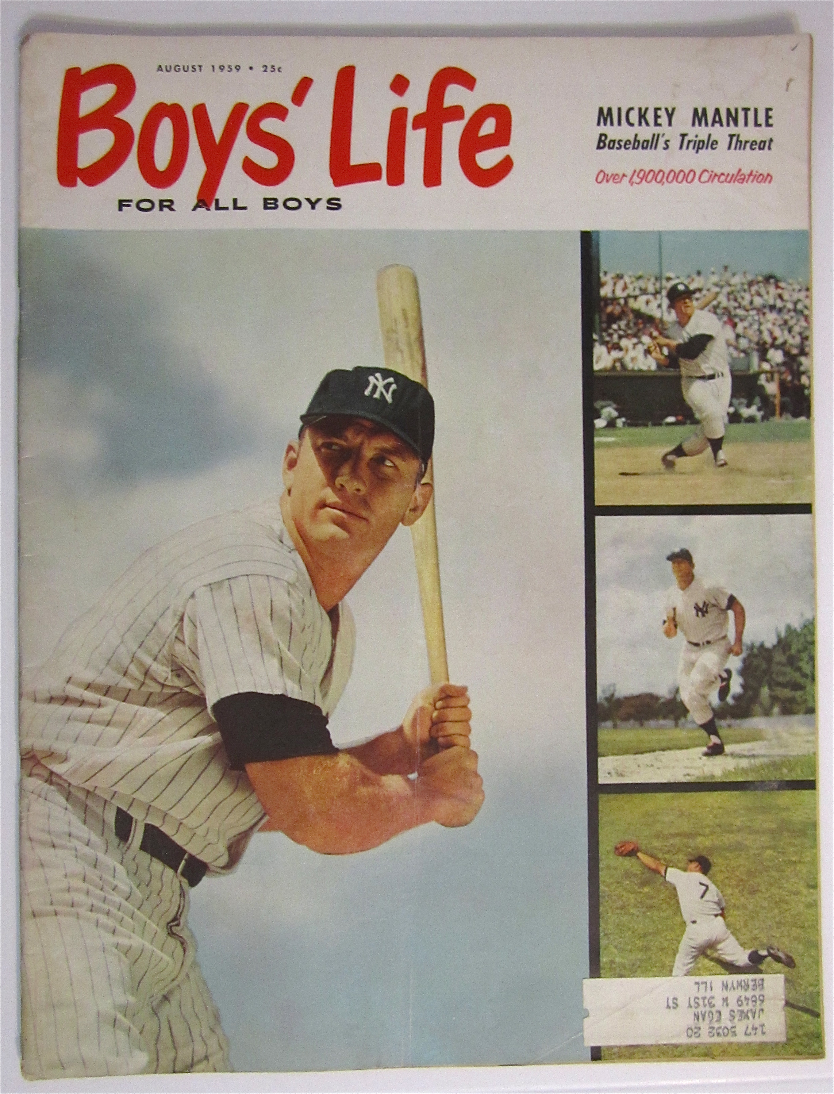 Boys Life Magazine August 1959 Mickey Mantle
