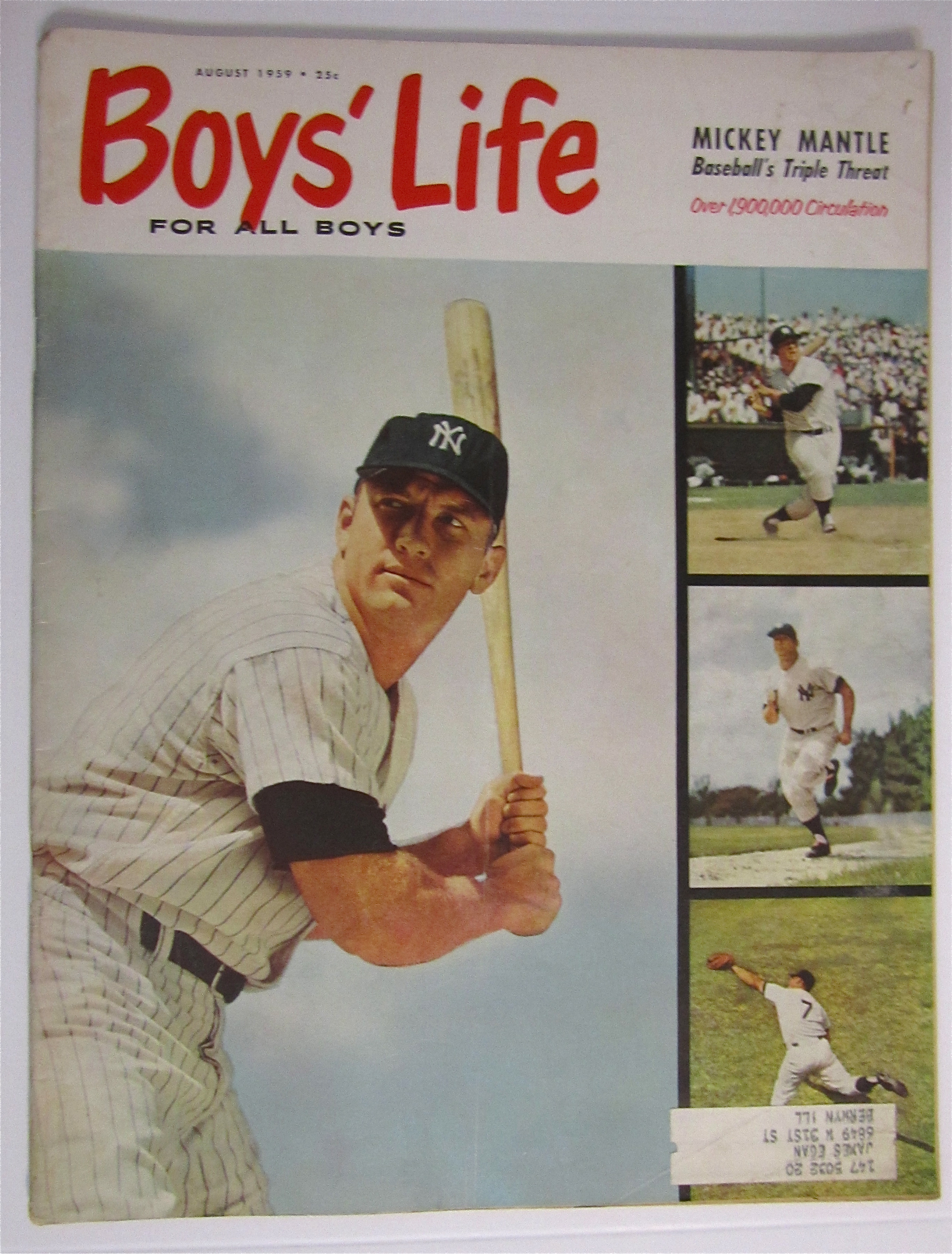 Boys Life Magazine August 1959 Mickey Mantle
