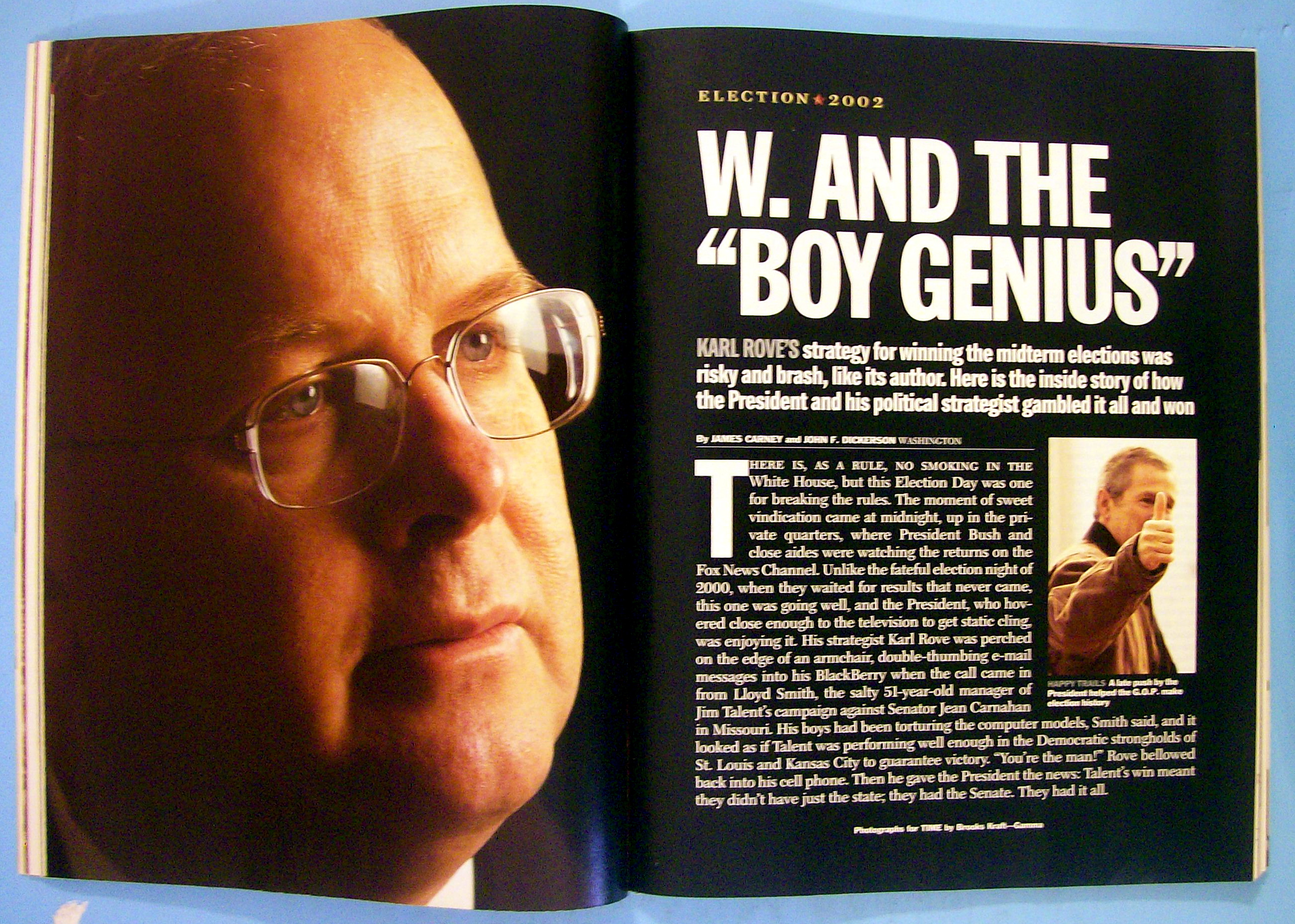 Time Magazine November 18, 2002 Pres Bush & Karl Rove