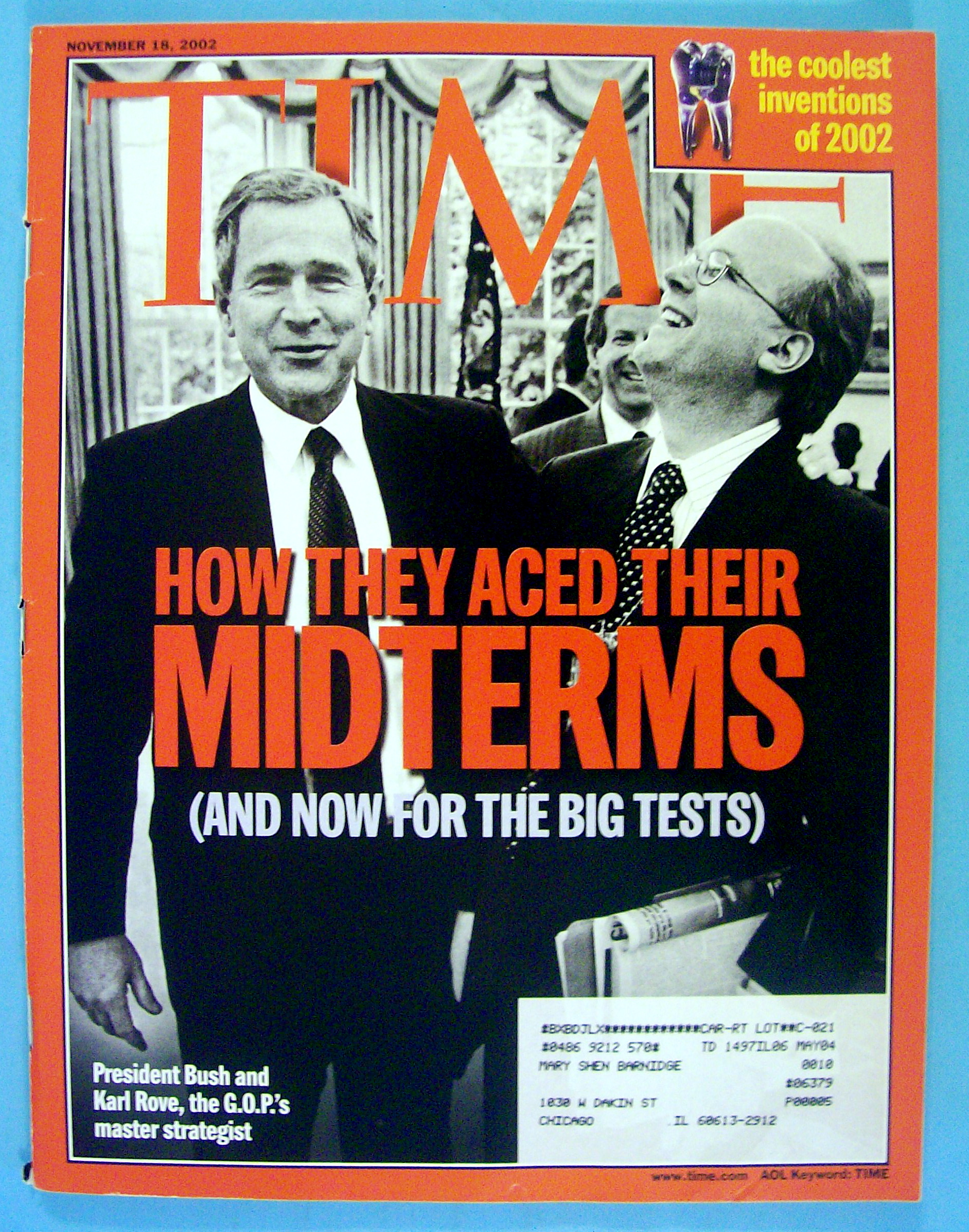 Time Magazine November 18, 2002 Pres Bush & Karl Rove