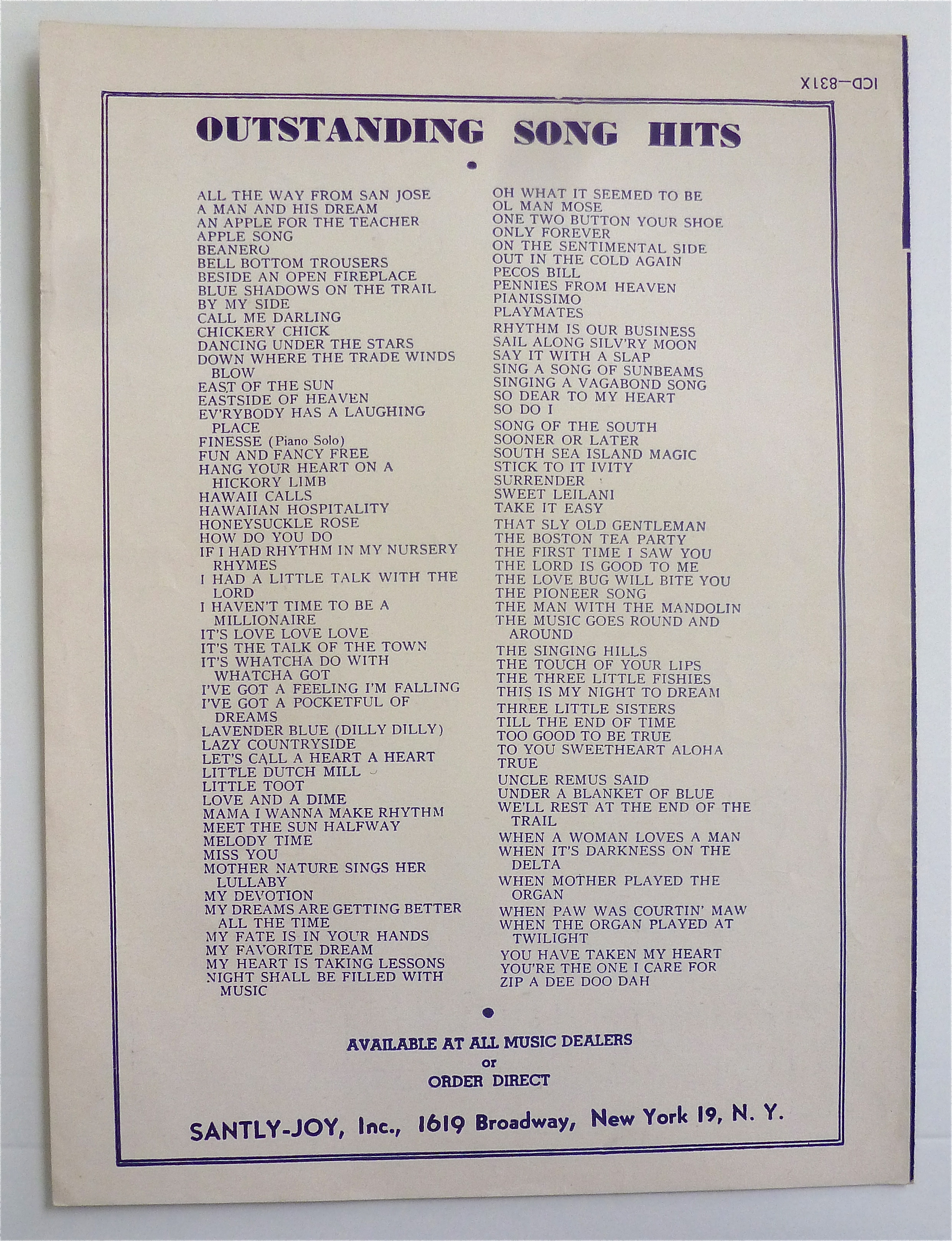 Sheet Music For 1951 My Truly, Truly Fair