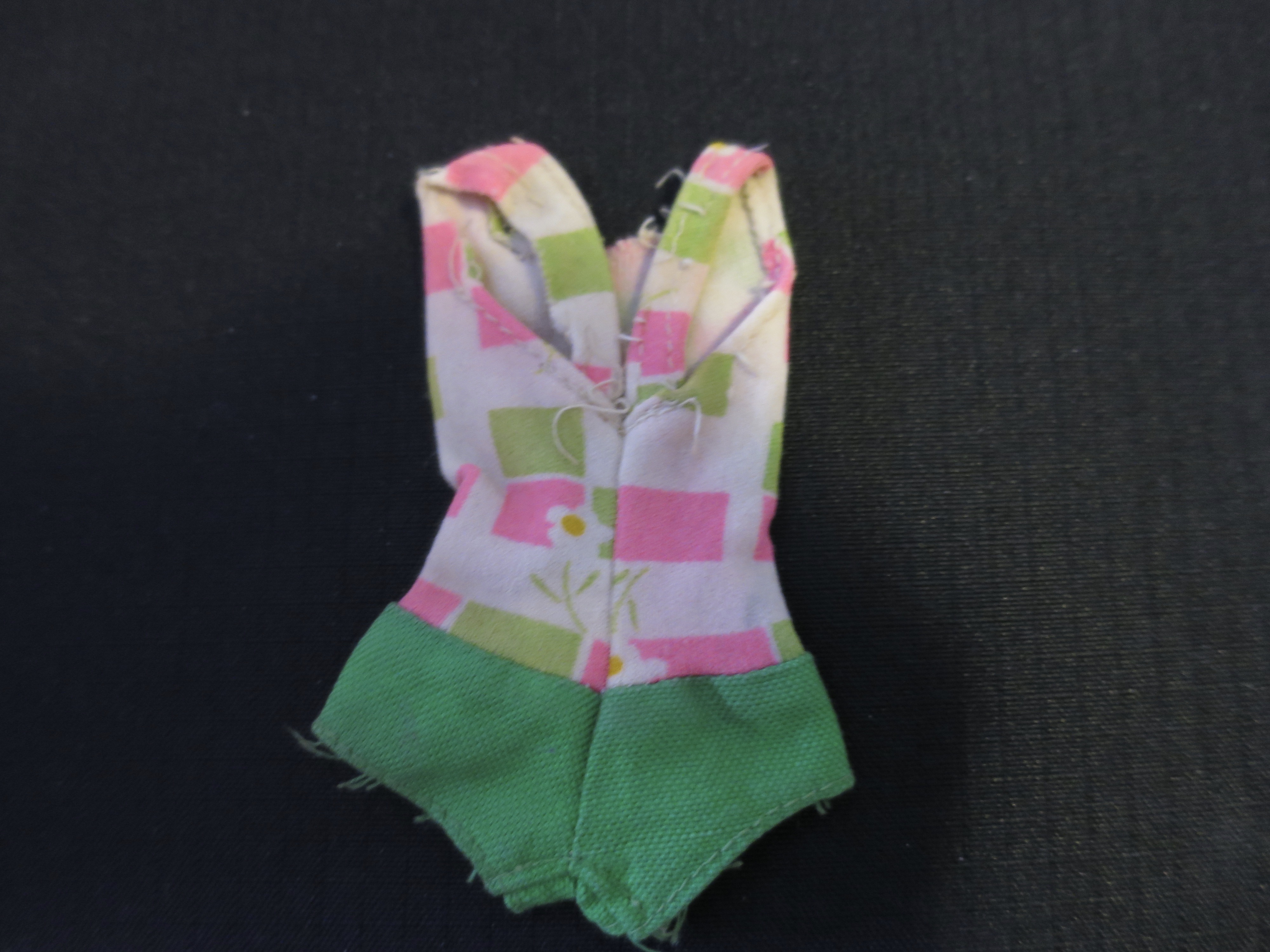 Francie doll Mattel bathing swim suit pink green daisy polyester