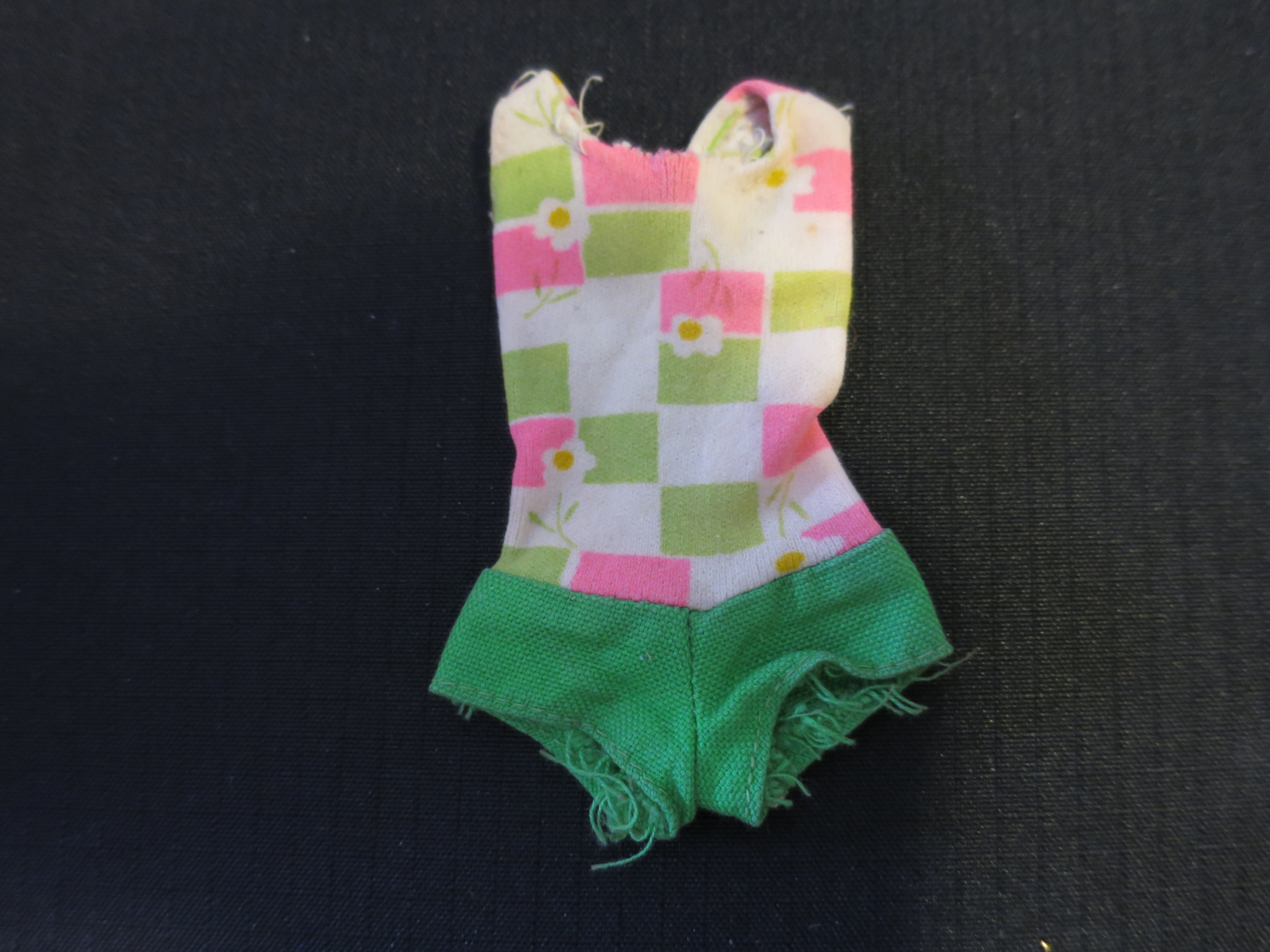 Francie doll Mattel bathing swim suit pink green daisy polyester