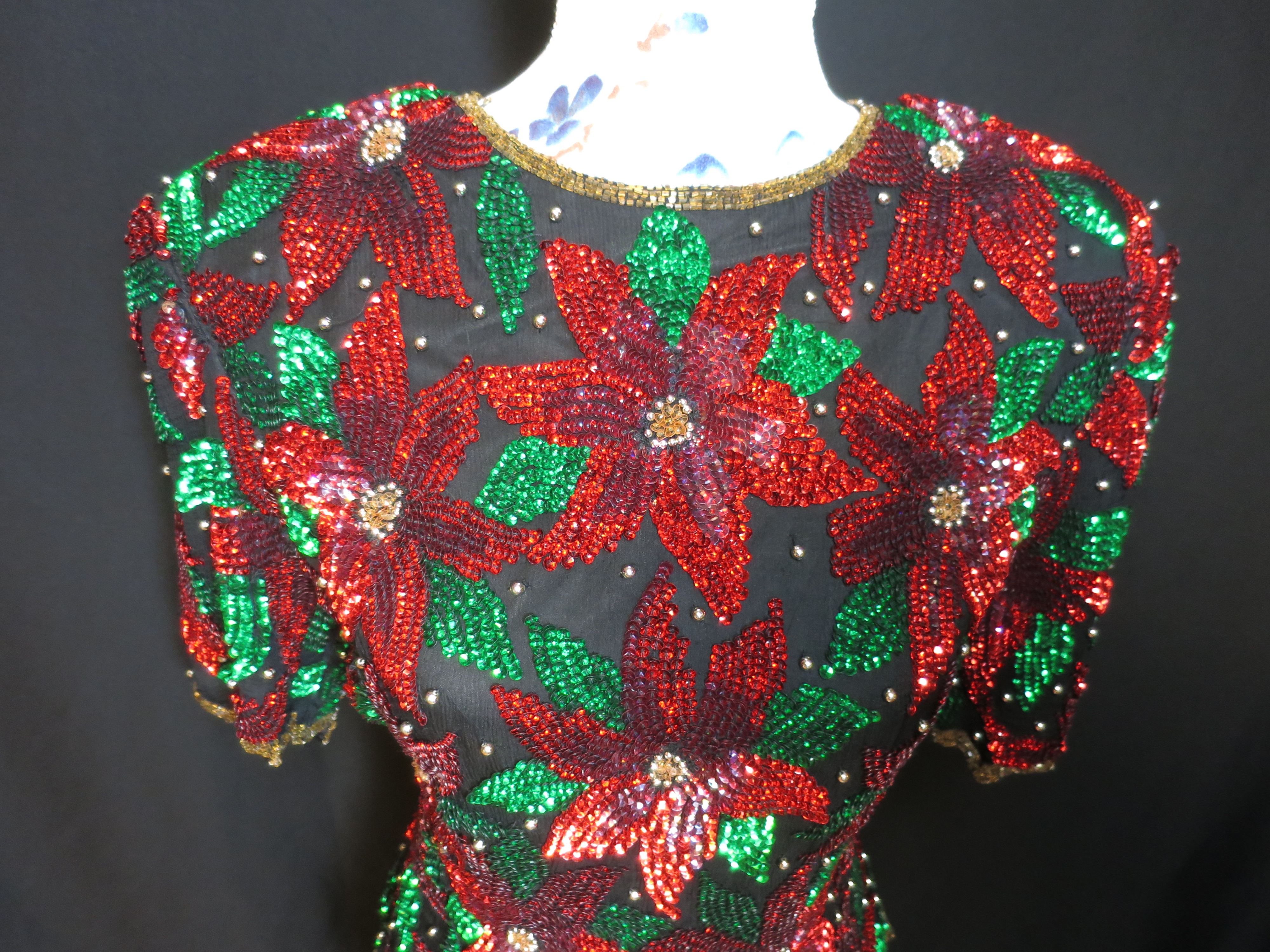 Lawrence Kazer Paris New York Poinsettia Blouse SMALL