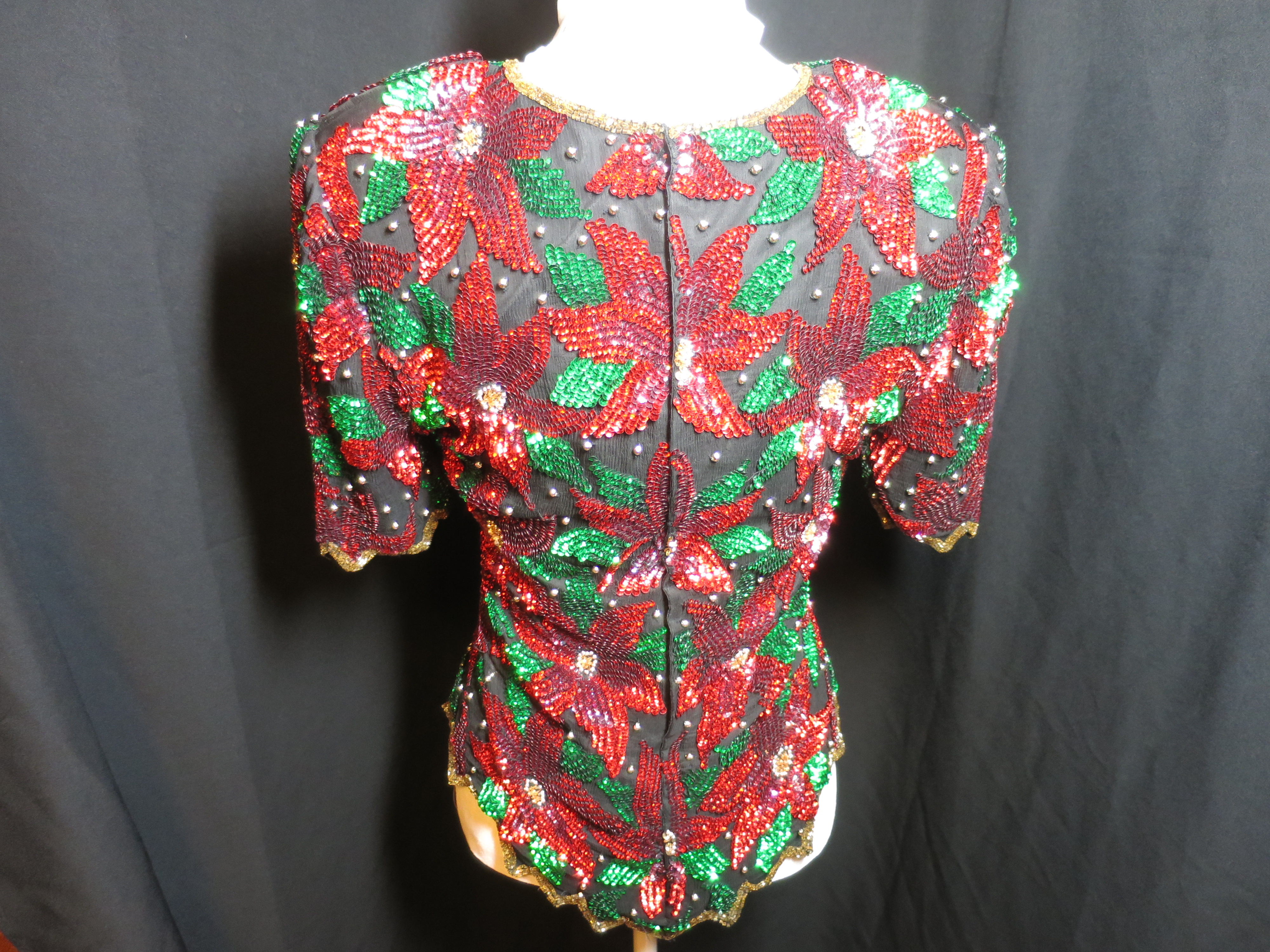 Lawrence Kazer Paris New York Poinsettia Blouse SMALL