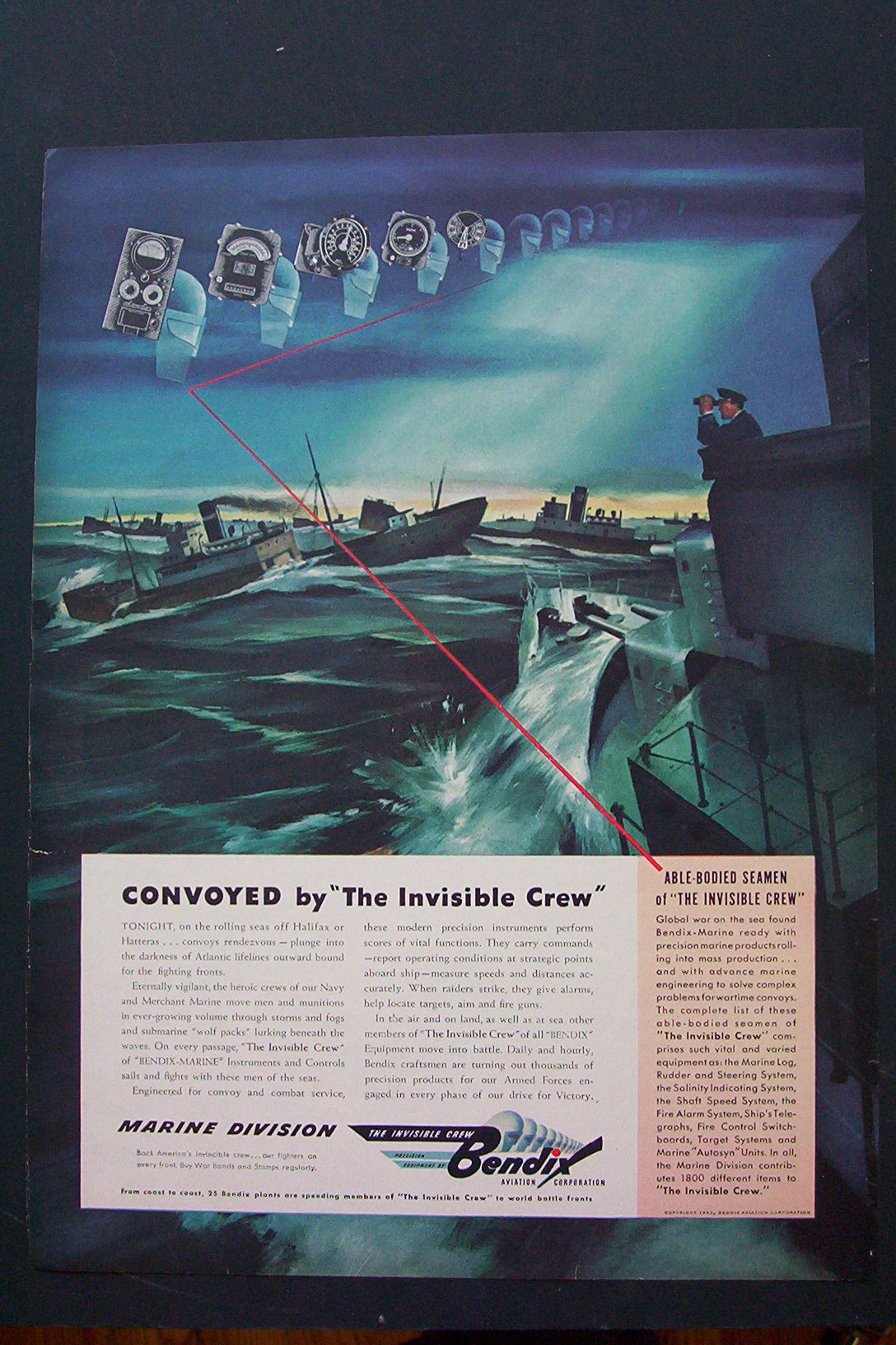 1943 Bendix Avaition Corporation w/Great Military Scene