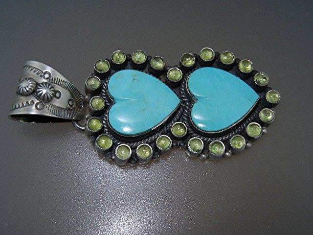 DAN DODSON Turquoise Peridot  Sterling Silver  Hearts P