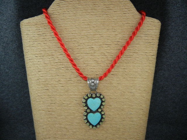 DAN DODSON Turquoise Peridot  Sterling Silver  Hearts P