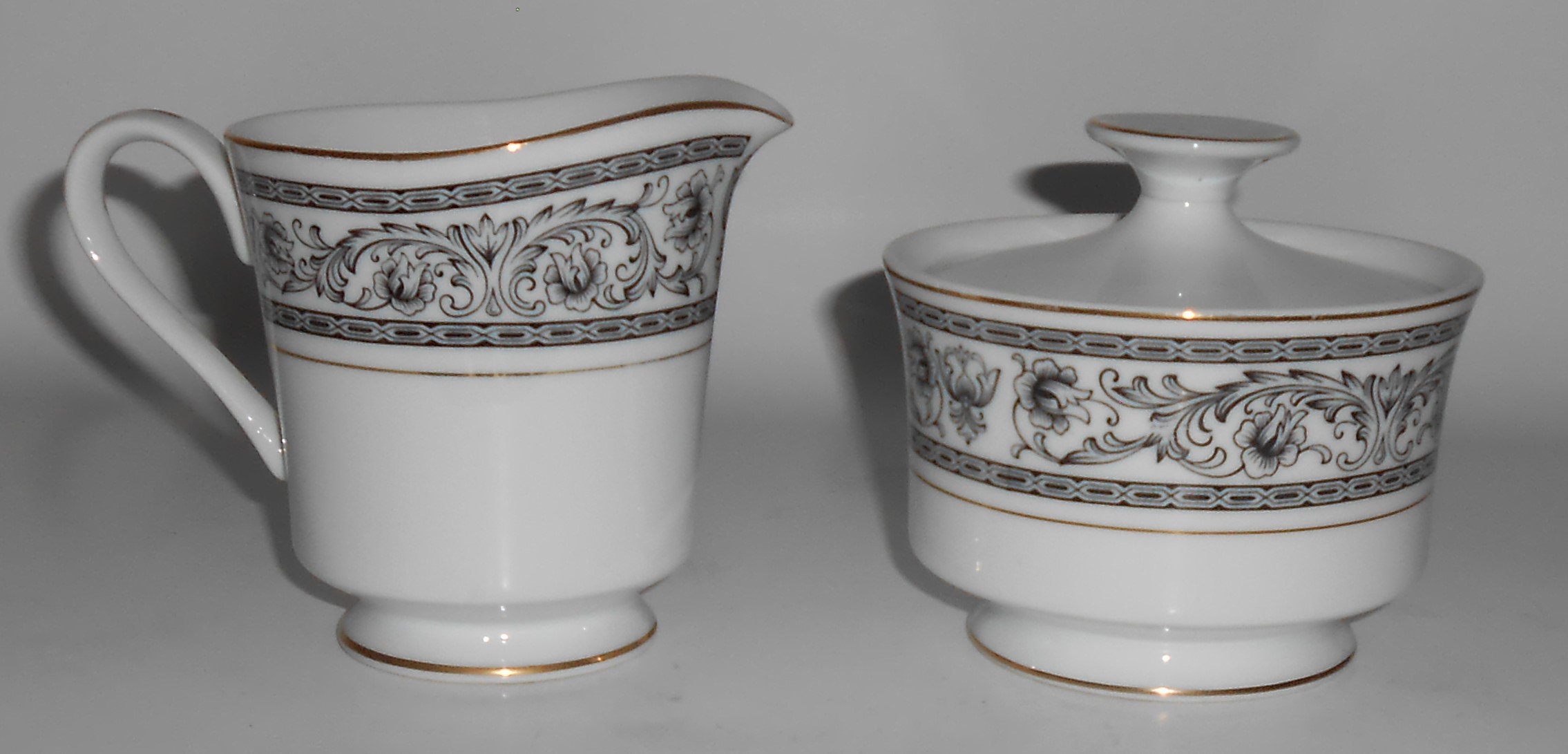 Bristol China Gold Band Tribute Creamer & Sugar Bowl