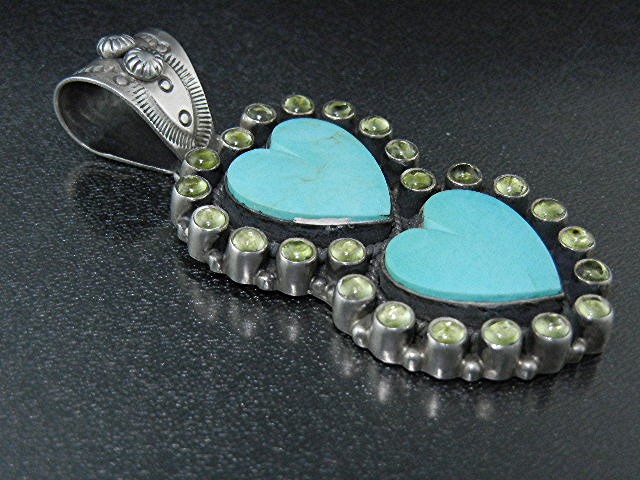 DAN DODSON Turquoise Peridot  Sterling Silver  Hearts P