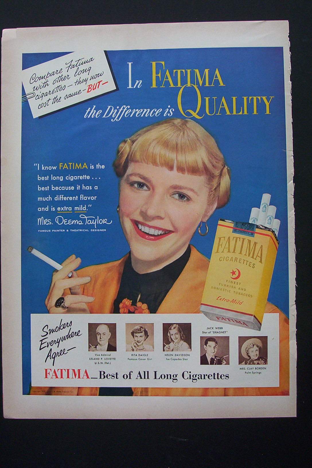 1951 Fatima Cigarettes with Mrs. Deems Taylor