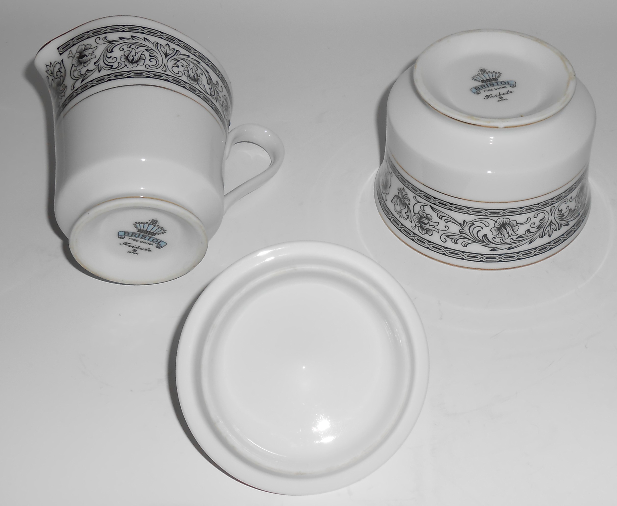 Bristol China Gold Band Tribute Creamer & Sugar Bowl