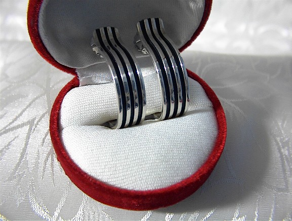 Contemporary Signed Sterling Silver Earrings