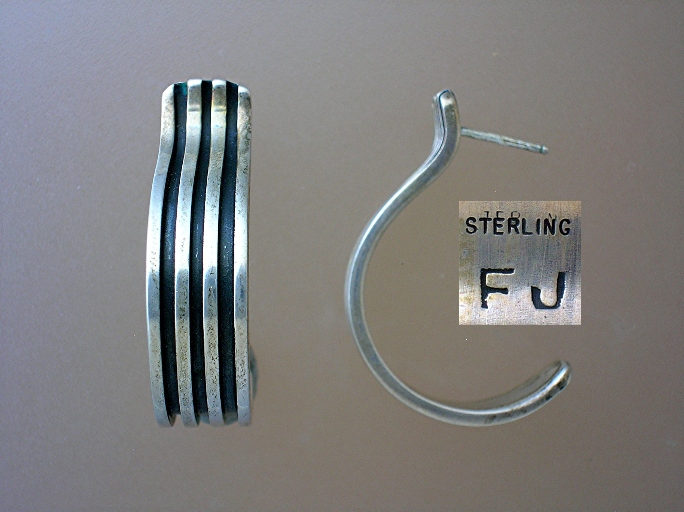 Contemporary Signed Sterling Silver Earrings