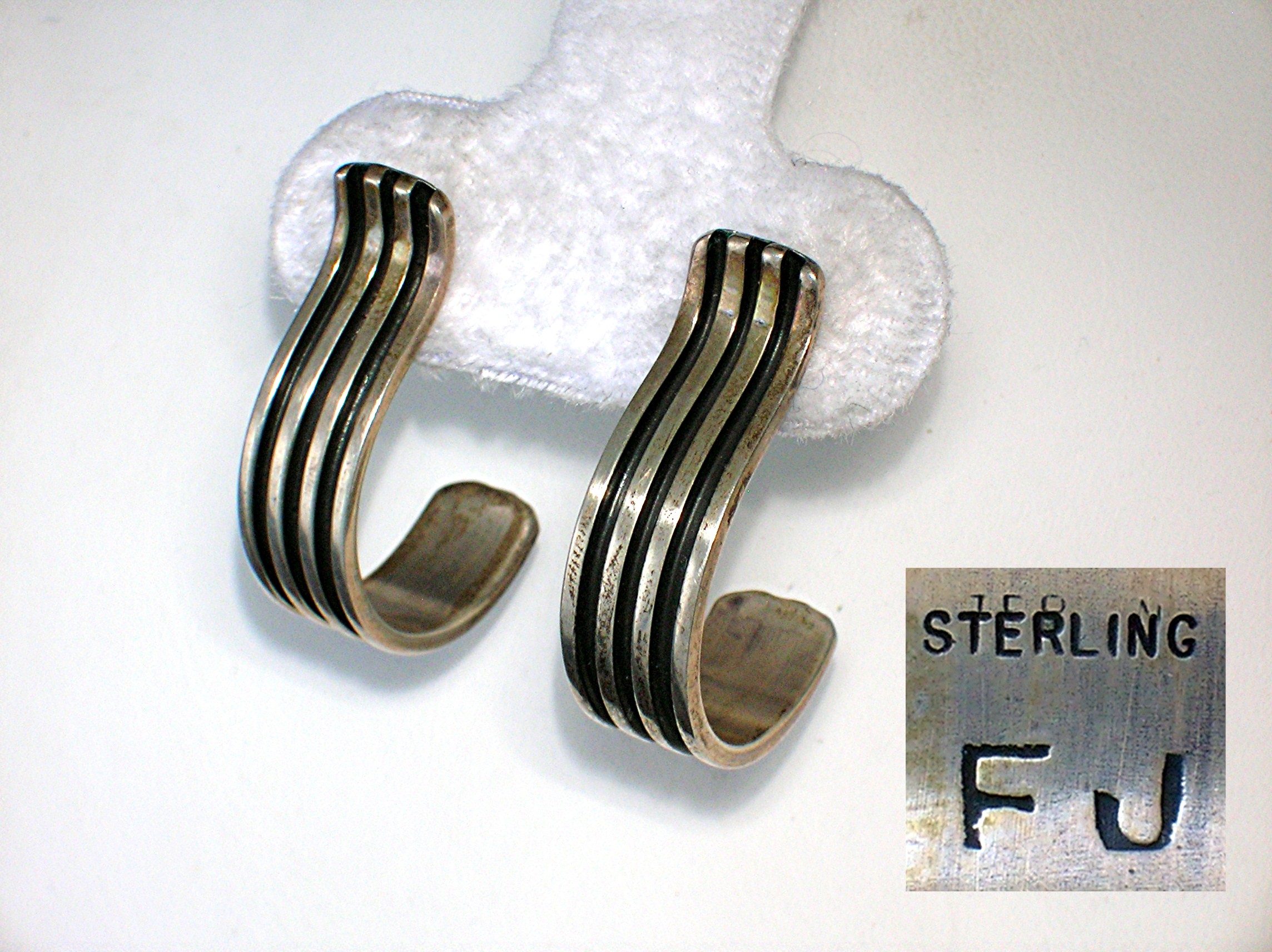 Contemporary Signed Sterling Silver Earrings