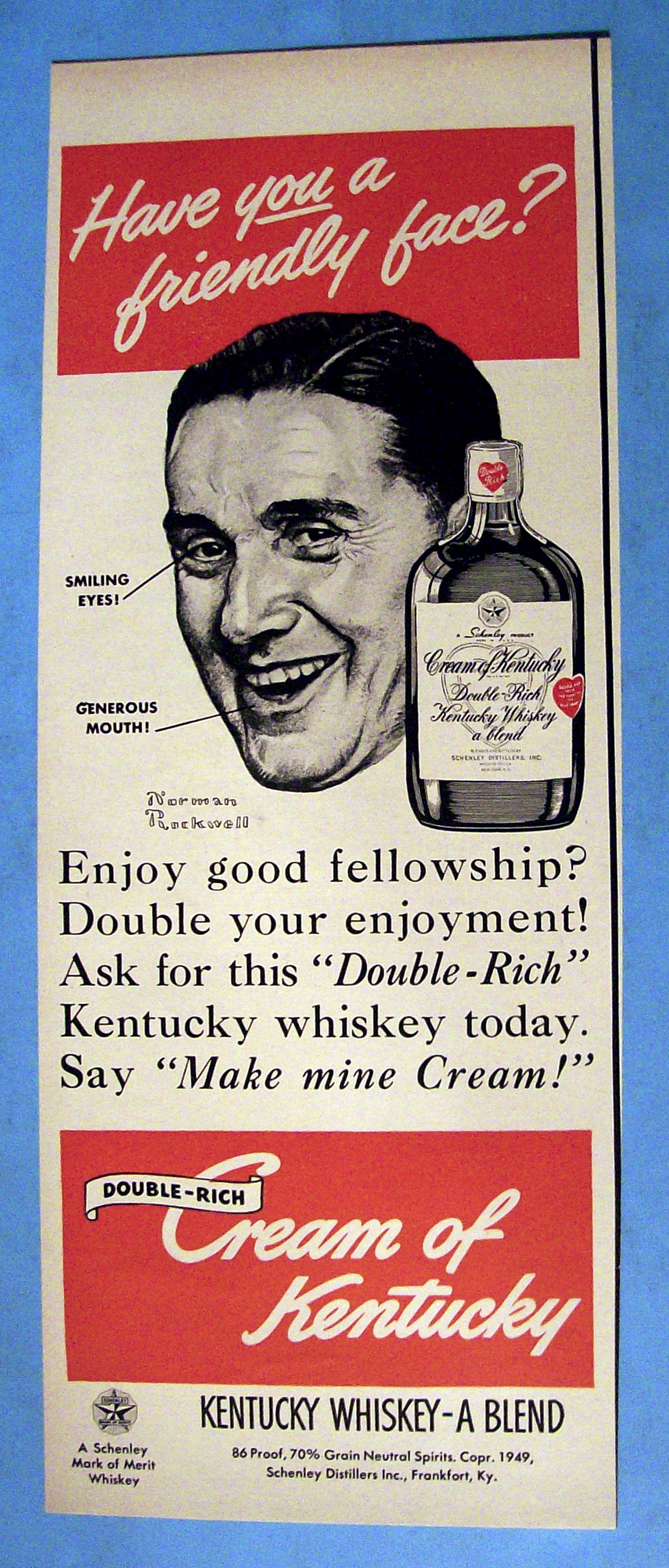 1949 Cream Of Kentucky w/Man By Norman Rockwell