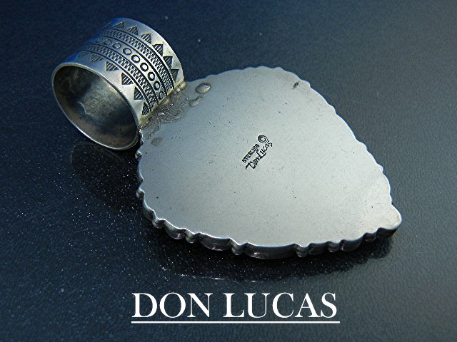 Don Lucas Kingman Turquoise Sterling Silver Coral Heart