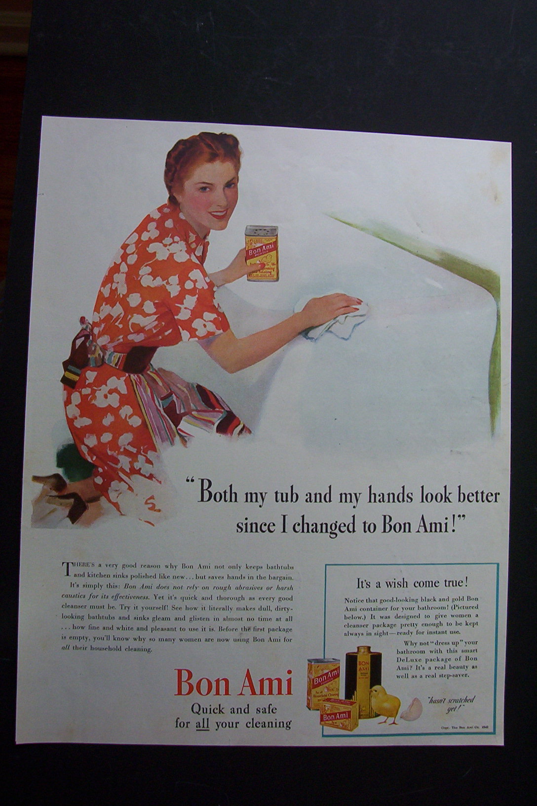 1940 Bon Ami with Woman Scrubbing the Bathtub
