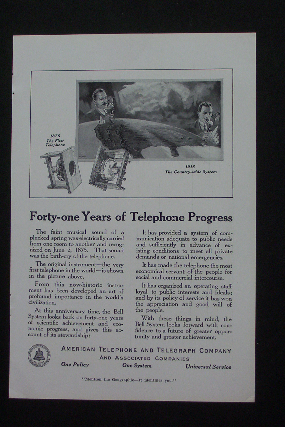 1916 American Telephone & Telegraph Co with Progress