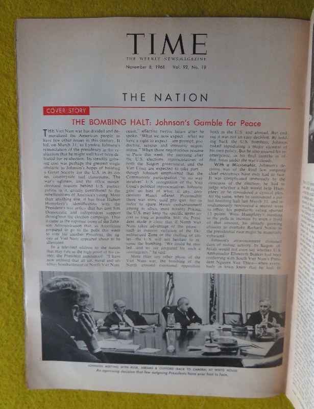 Time Magazine November 8, 1968 The Bombing Decision