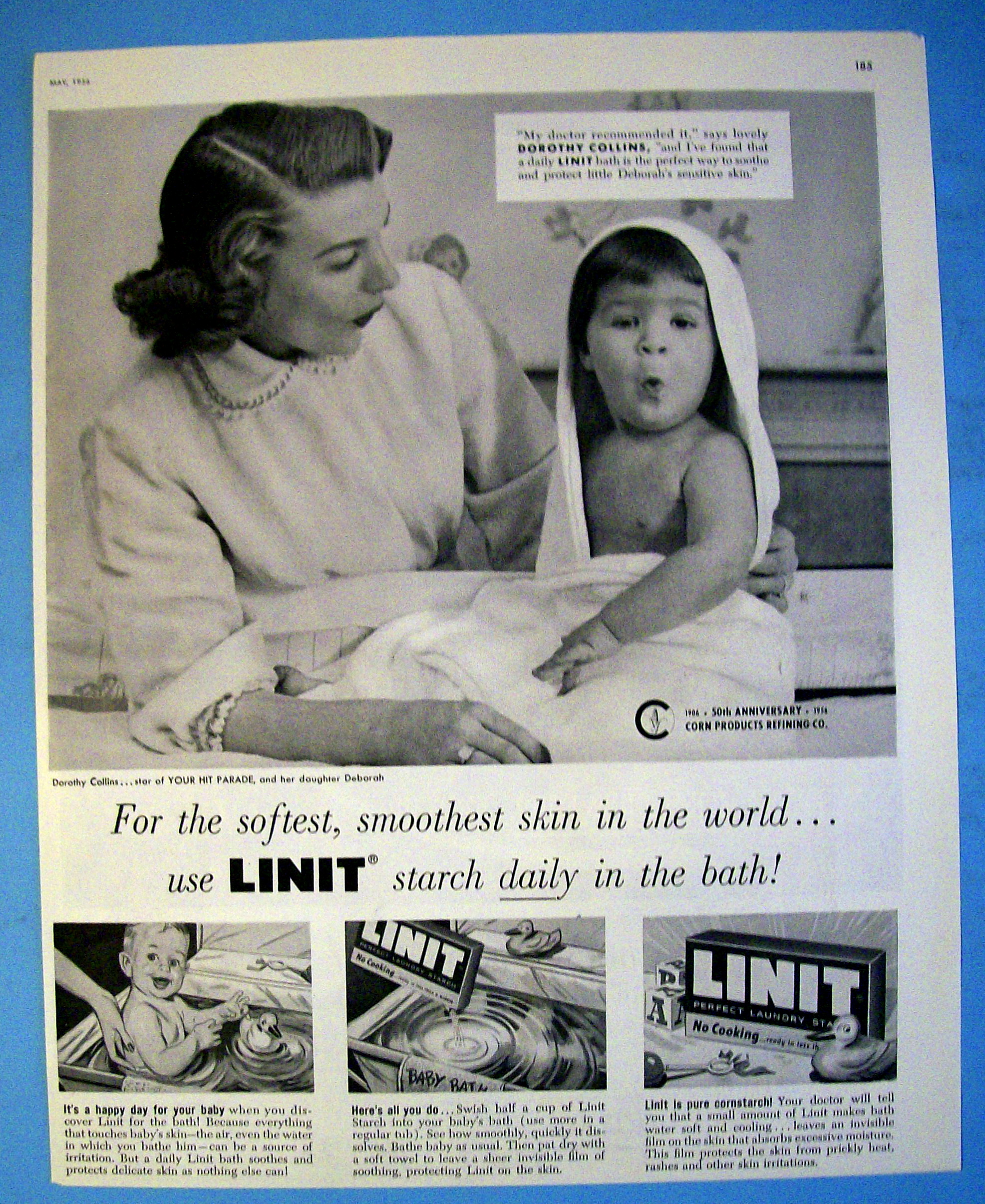 Vintage Ad: 1956 Linit Starch w/ Dorothy Collins