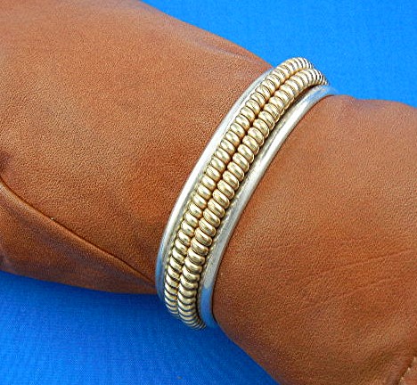 Navajo Sterling Silver 1/20 Gold Fill  Cuff Tahe